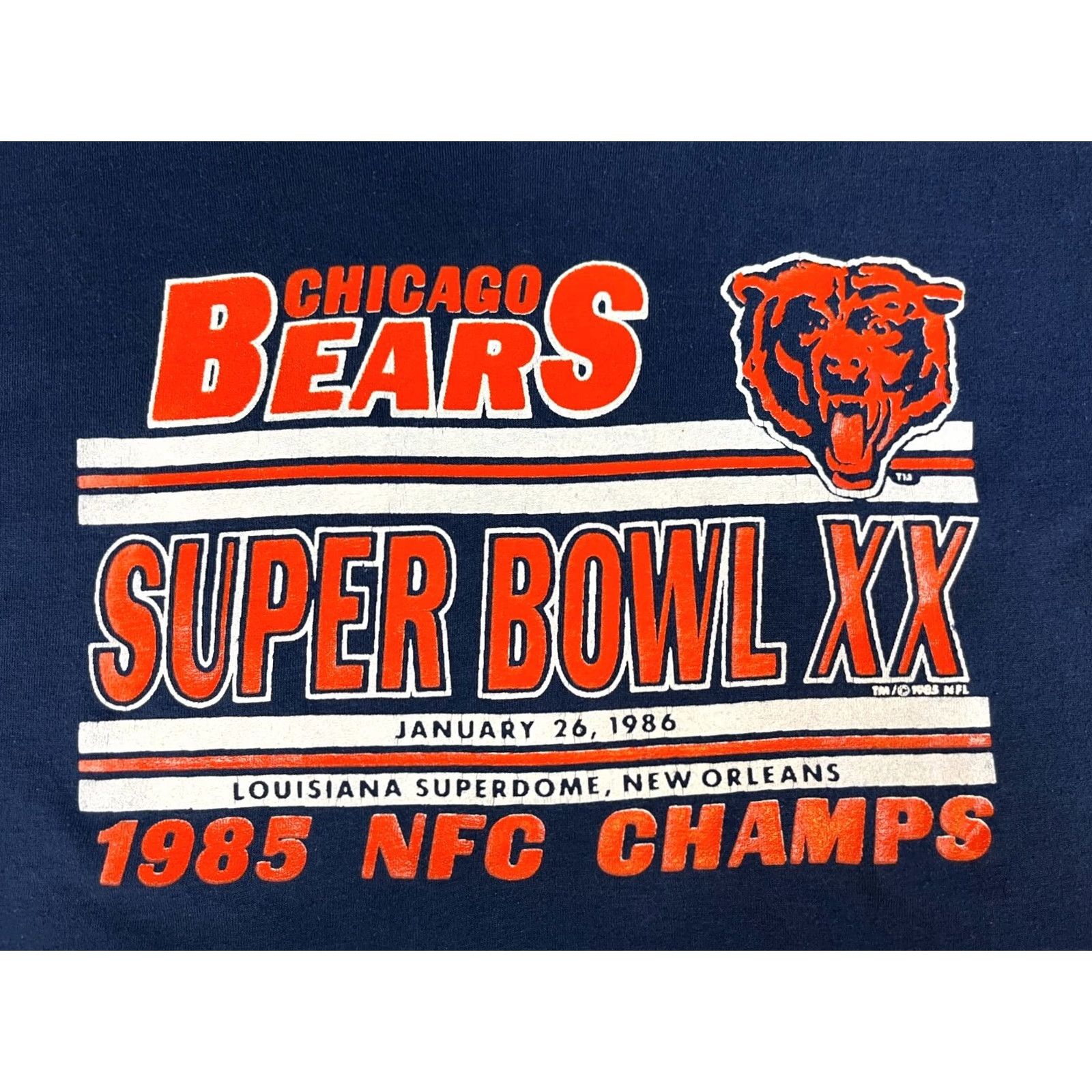 Vintage Vintage Chicago Bears Super Bowl XX NFC Champs T-Shirt M Size Blue 80s Mens Shirt Size US M / EU 48-50 / 2 - 4 Thumbnail