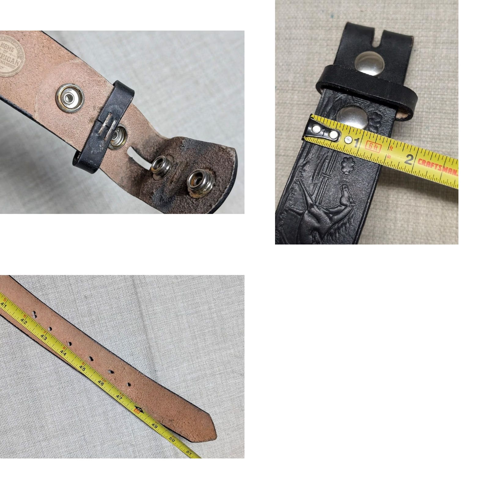 Vintage VINTAGE handcrafted western belt 44 black leather Buckle belt Equestrian Southwestern Men Size 44 - 8 Thumbnail