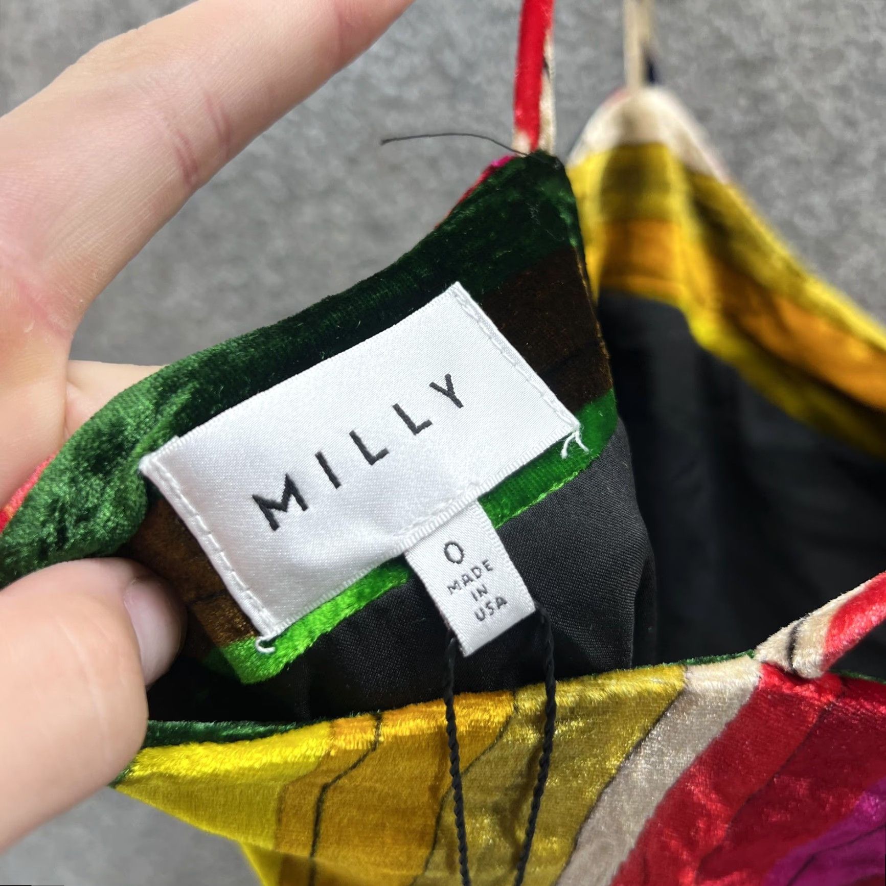 MILLY Milly Dress Womens 0 Multicolor Velvet Rainbow Stripe Scoop Mini Slip Party Dress Size XS / US 0-2 / IT 36-38 - 7 Thumbnail