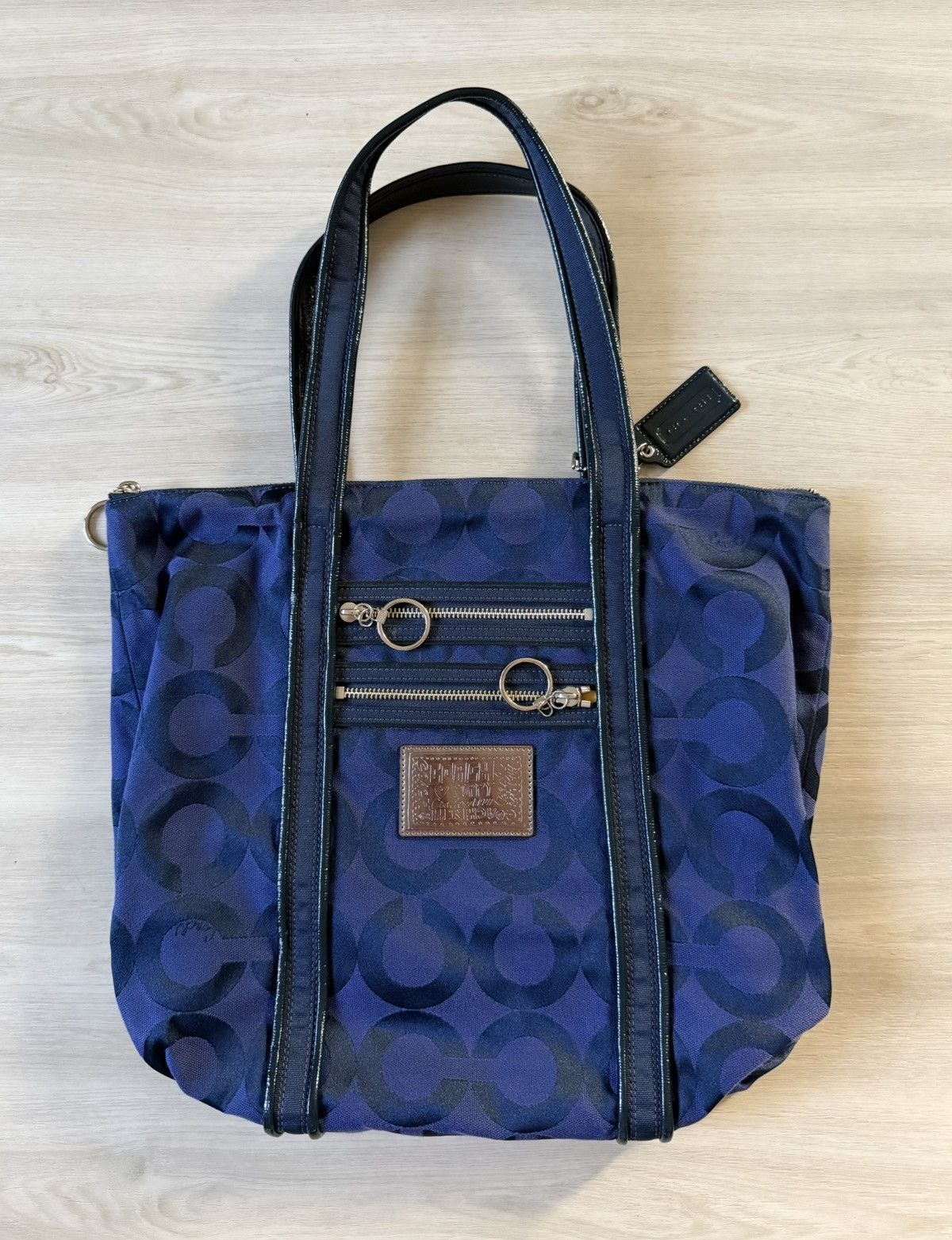 Coach Coach "Poppy" Blue Signature Jacquard Tote Bag Size ONE SIZE - 1 Thumbnail