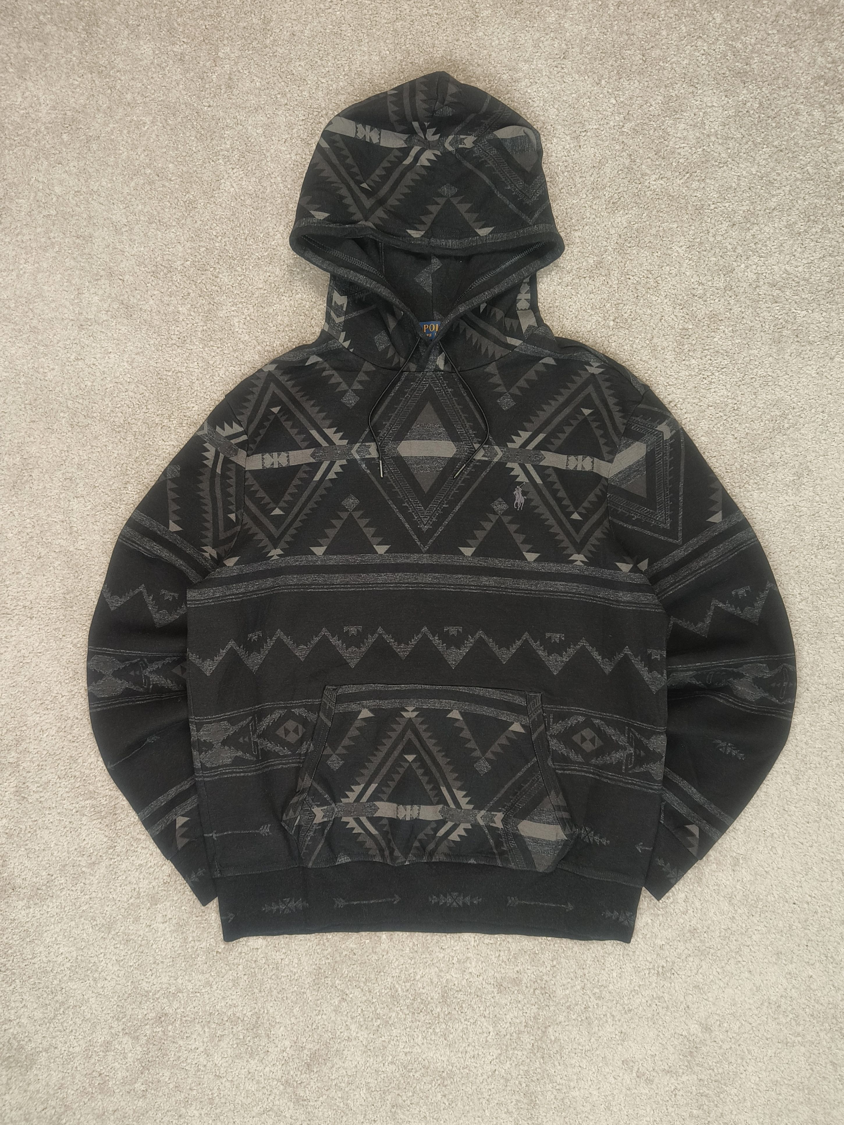 Polo Ralph Lauren PRL Aztec Print Black Geometric Native Pattern Pull Hoodie Size M / US 6-8 / IT 42-44 - 1 Thumbnail