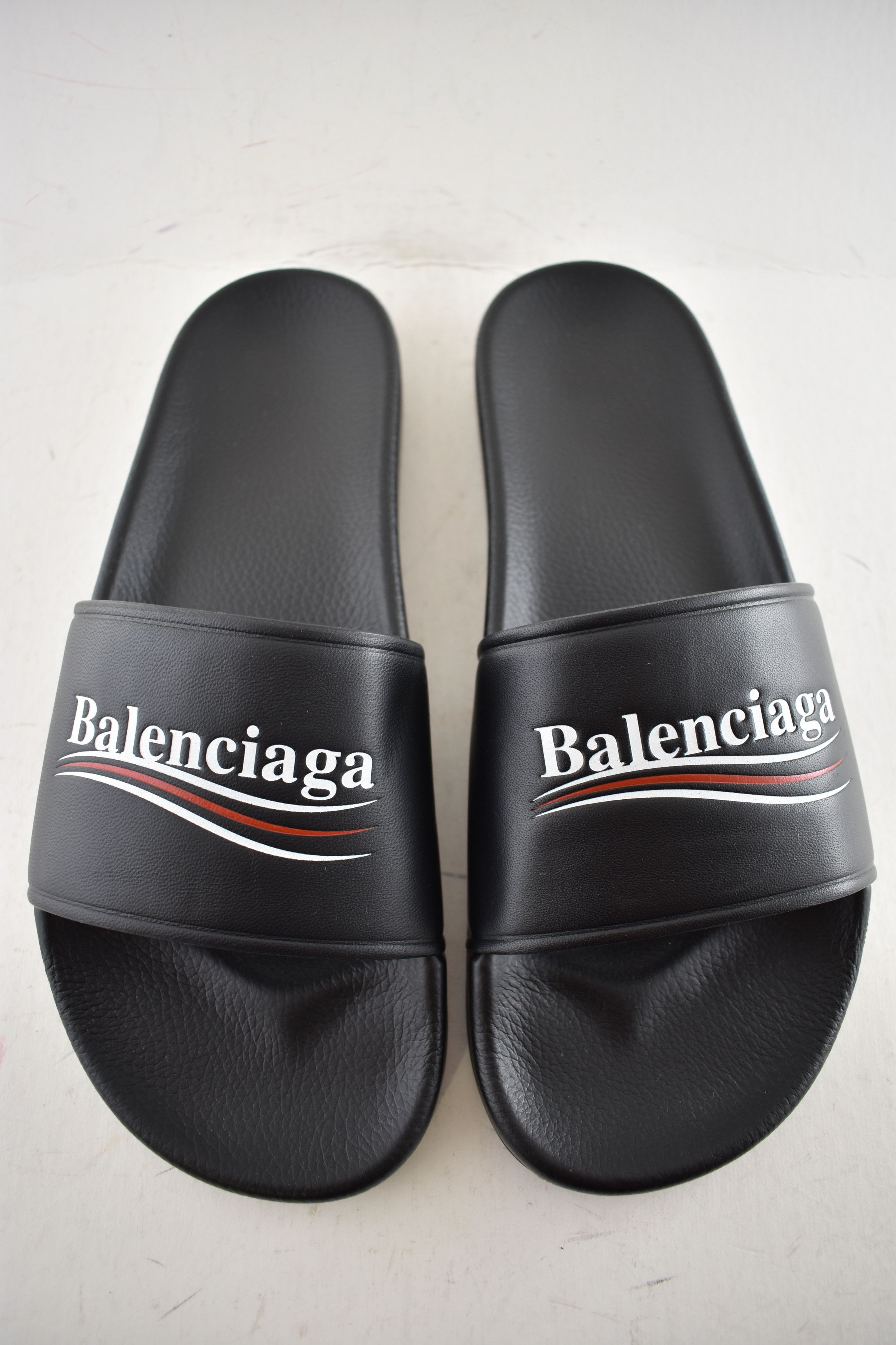 Balenciaga Leather Campaign Logo Slide Pool Sandal Flip Flop Flat 44 11 Size US 11 / EU 44 - 6 Thumbnail