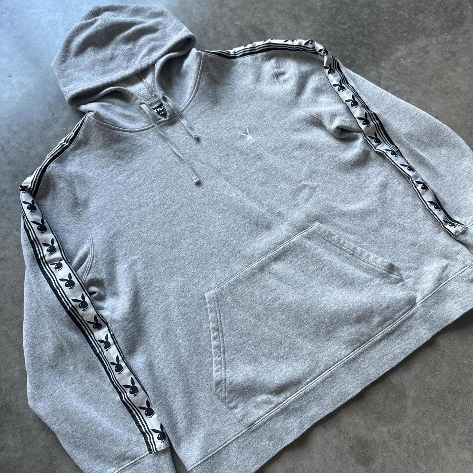 Playboy Playboy Grey Hoodie With Logo Stripes On The Sleeves Size US L / EU 52-54 / 3 - 3 Thumbnail