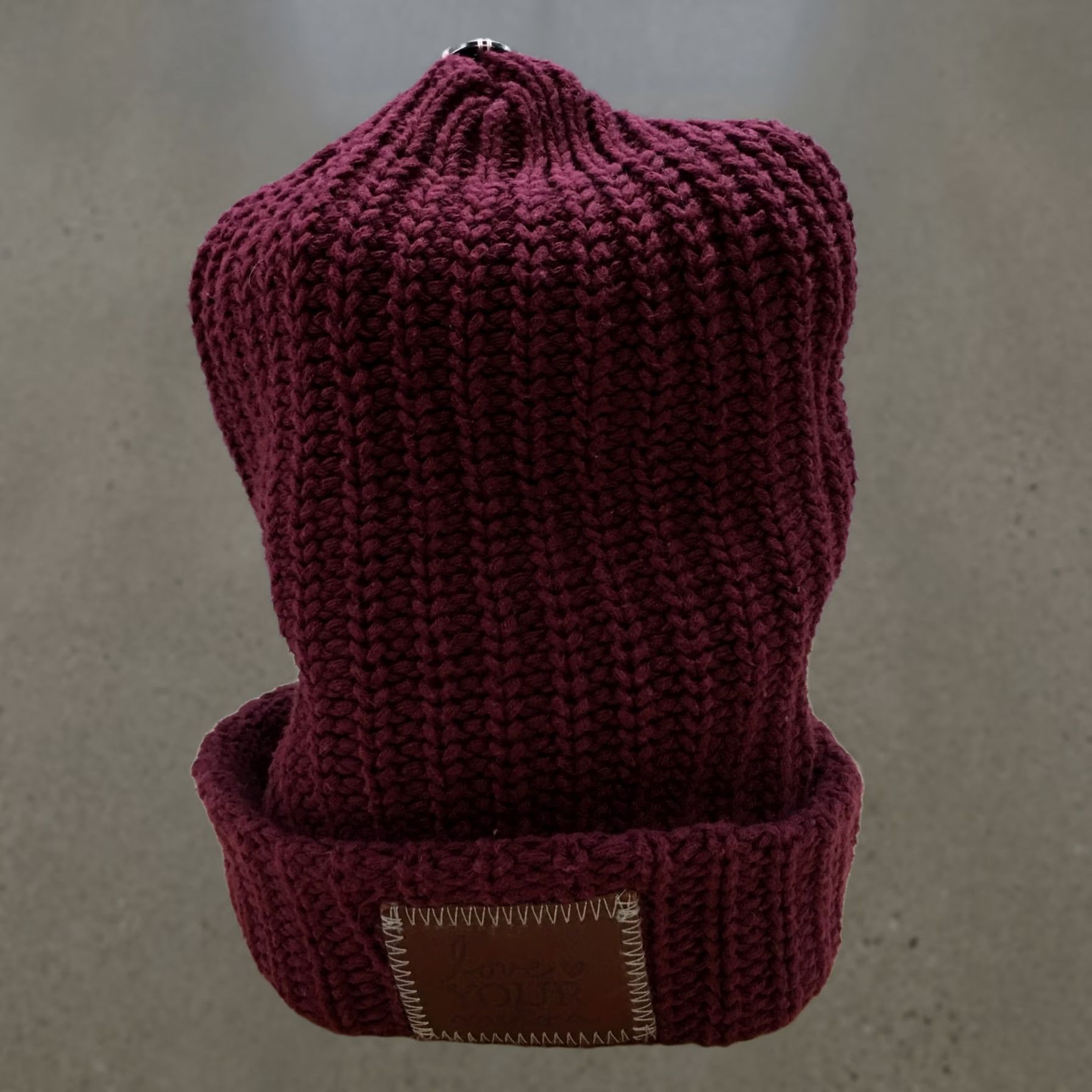 Vintage Love Your Melon Beanie Hat Womens Purple OS Adjustable Cuffed Pompom Knitted Size ONE SIZE - 1 Thumbnail