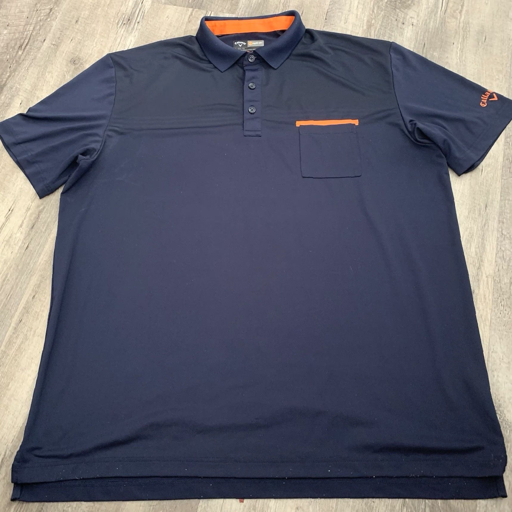Callaway Callaway Golf Polo Mens XL Polo Short Sleeve Collared Moisture Wicking Navy Blue Orange Pullover Size US XL / EU 56 / 4 - 3 Thumbnail
