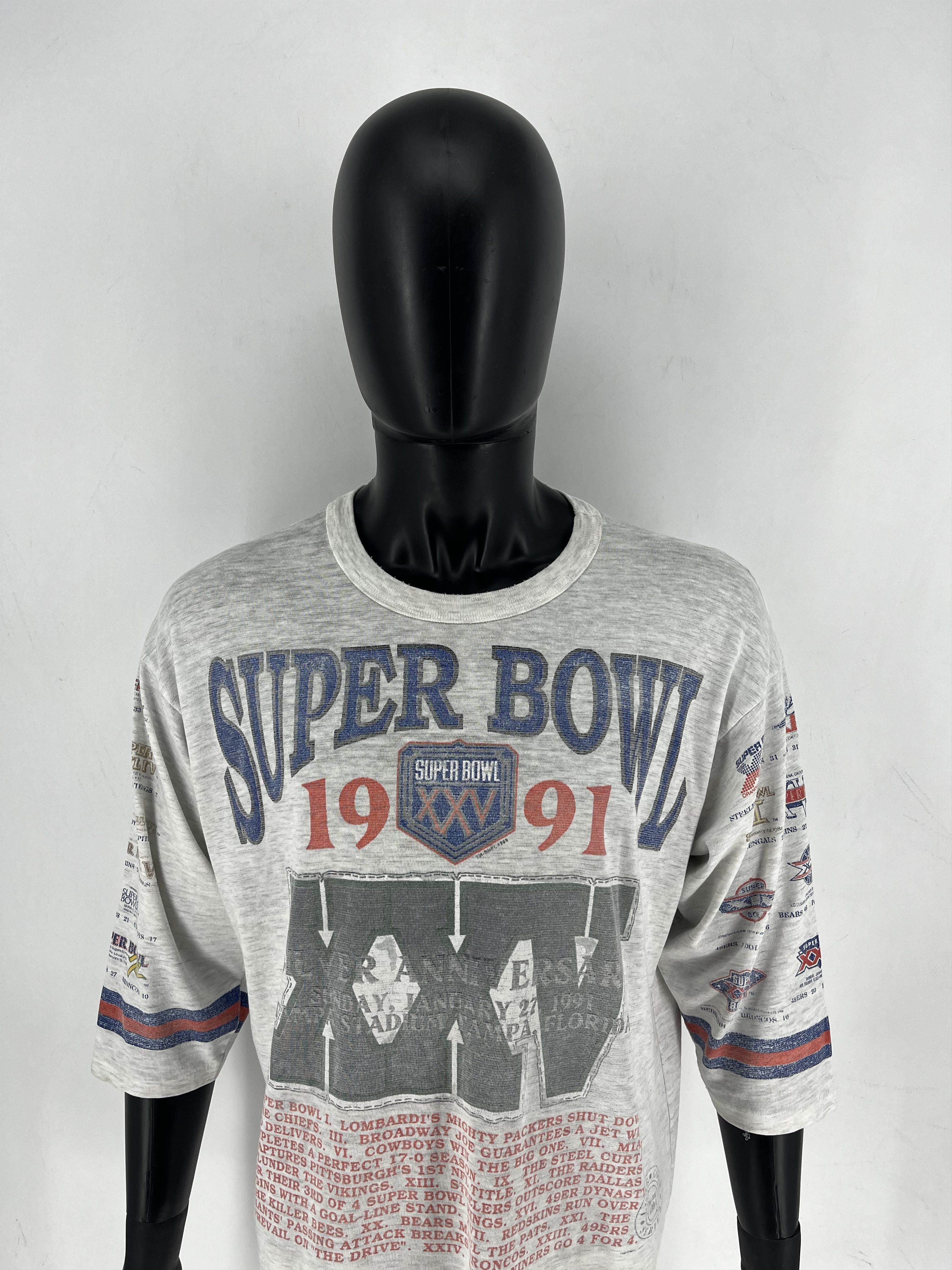 NFL Vintage 90s Super Bowl XXV 1991 Tee XL Long Gone USA 3/4 Size US XL / EU 56 / 4 - 6 Thumbnail