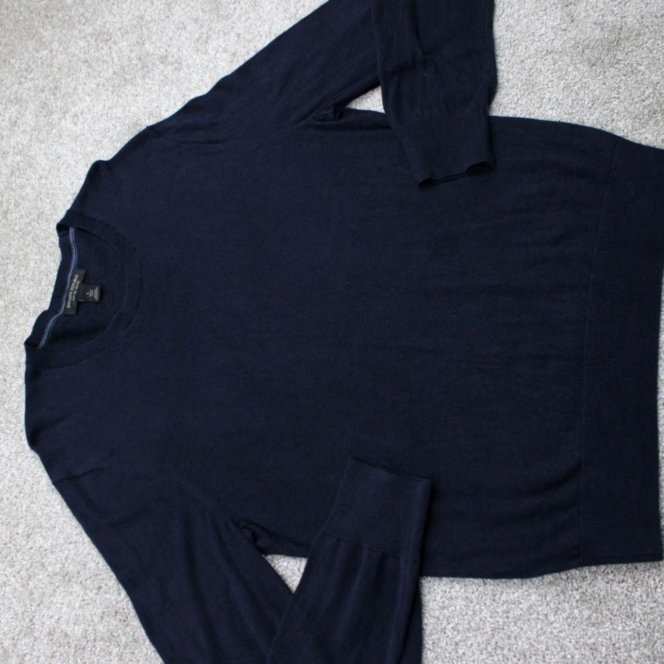 Banana Republic Banana Republic Men's Large Blue Sweater V-Neck Silk/Cotton/Cashmere Pullover Knit Formal Casual Workwear Size US L / EU 52-54 / 3 - 6 Thumbnail