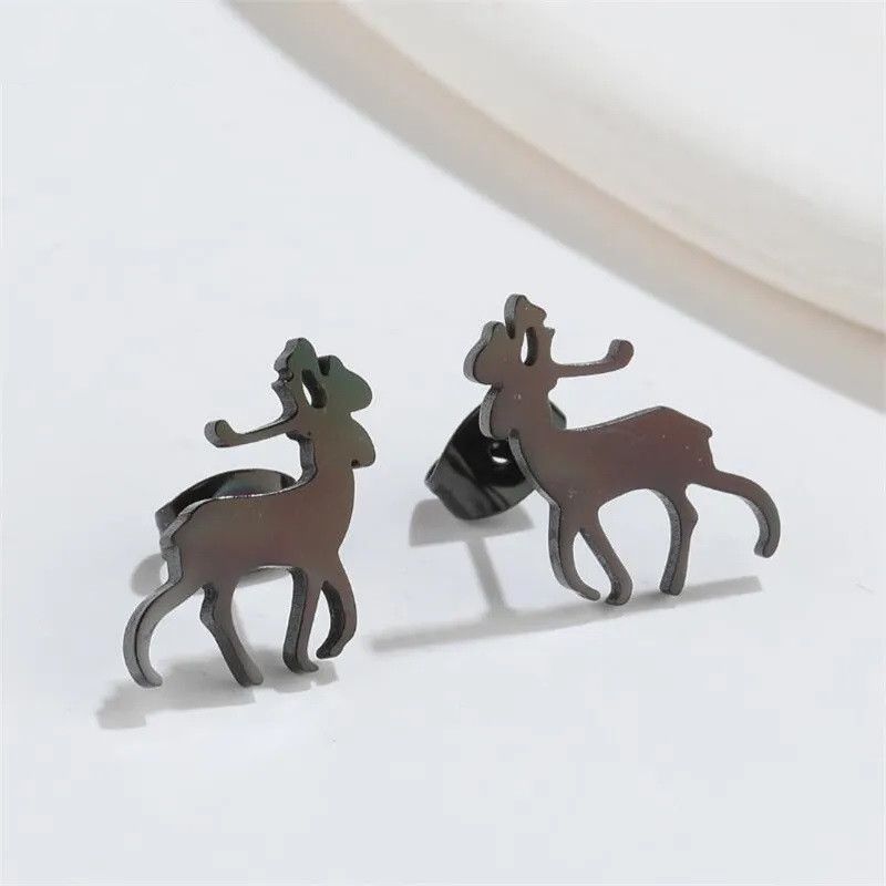Jewelry Christmas Deer Stud Earrings Charm Earring Gift Size ONE SIZE - 1 Preview