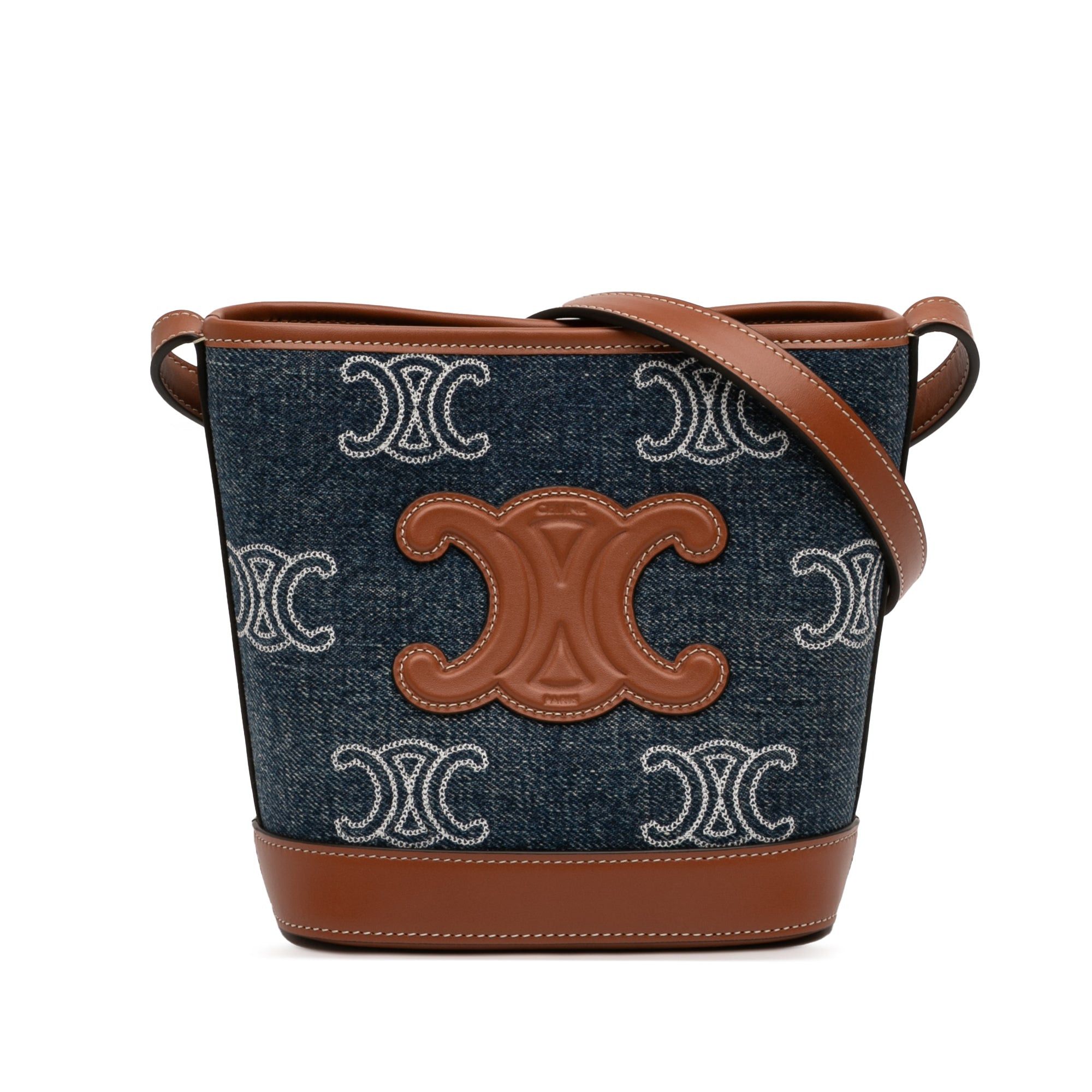 Celine Small Denim Cuir Triomphe Bucket Bag Size ONE SIZE - 1 Thumbnail