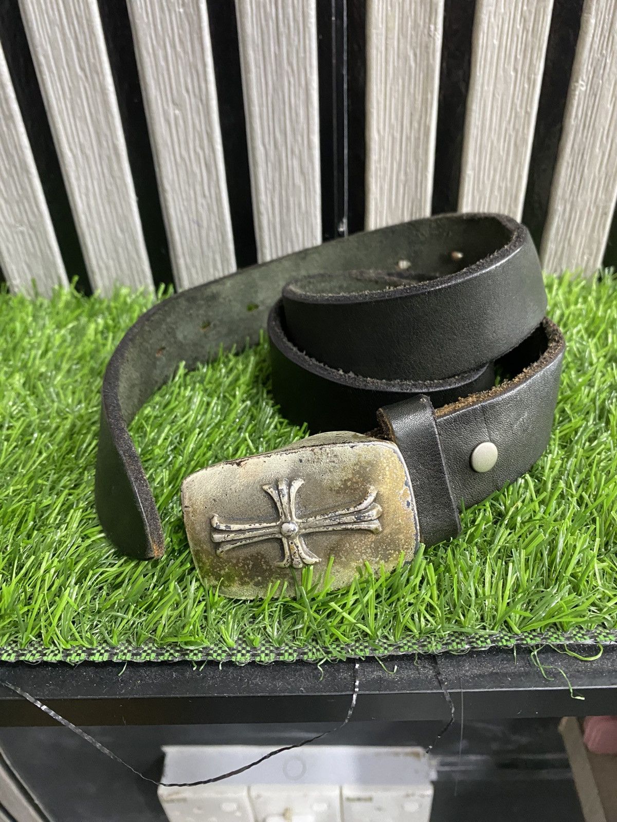 Vintage Vintage Cross buckle belt leather Size 32 - 1 Thumbnail