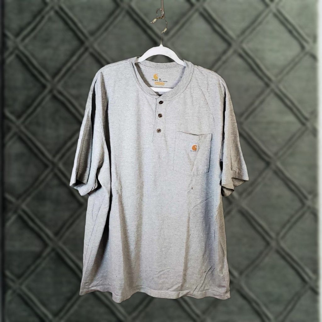 Carhartt Carhartt Shirt Mens XL Gray Henley Pocket Short Sleeve Workwear Size US XL / EU 56 / 4 - 1 Thumbnail