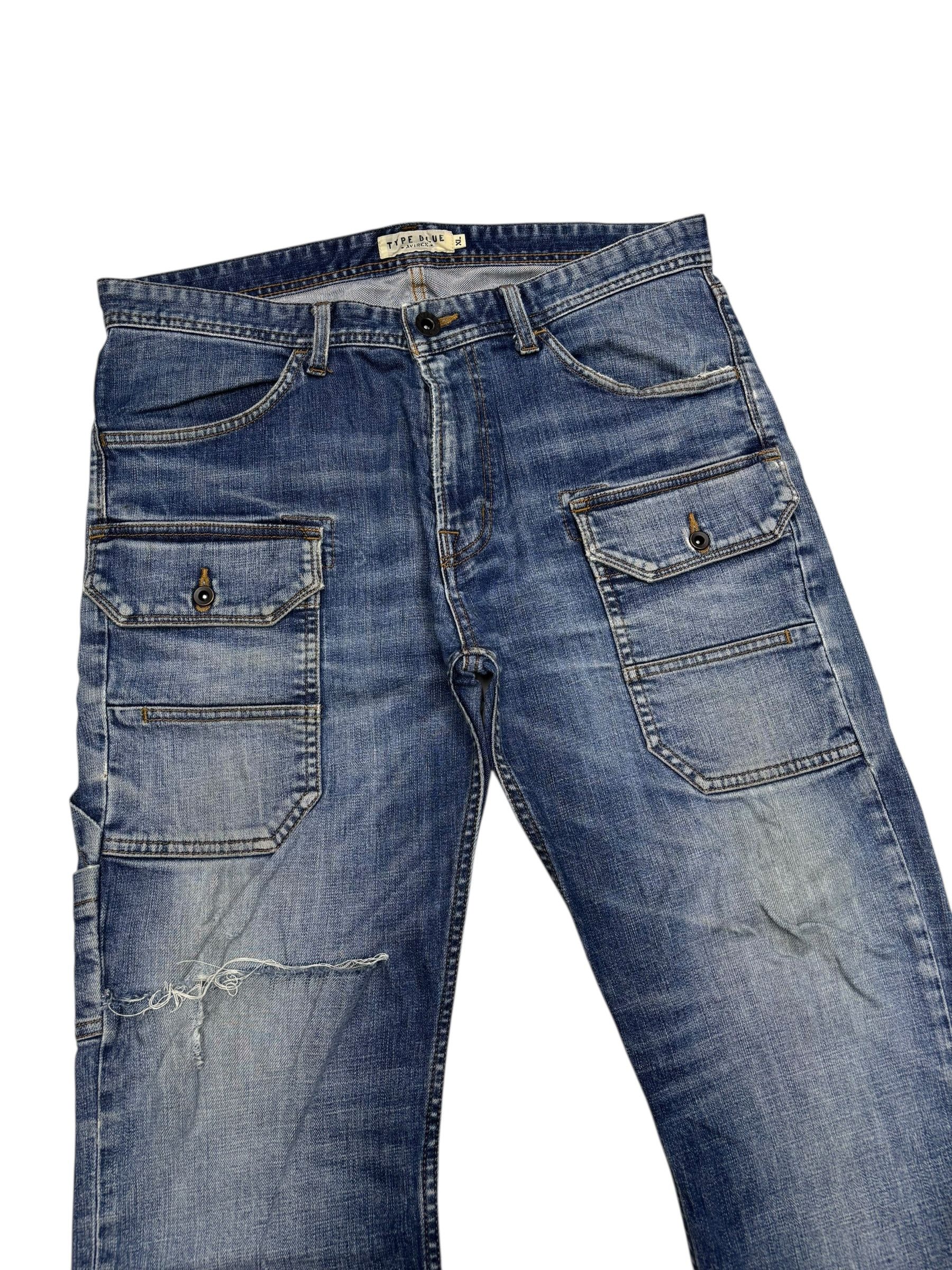 Avirex 🔥AVIREX TYPE BLUE WORKWEAR DISTRESSED DENIM JEANS Size US 35 - 6 Thumbnail