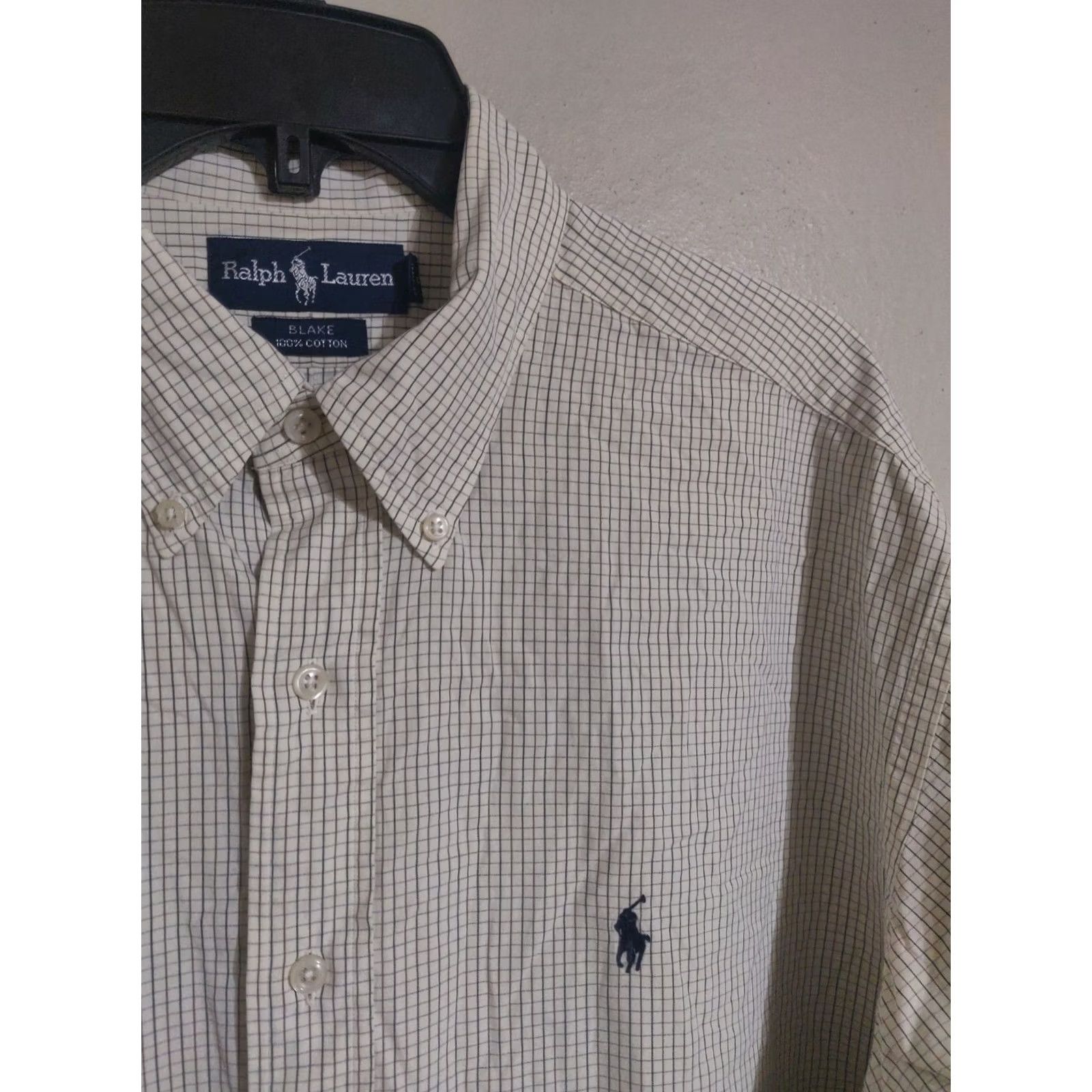 Polo Ralph Lauren Polo Ralph Lauren Blake Cream Checkered L/S Button Down Dress Shirt Mens XL Size 46R - 2 Thumbnail
