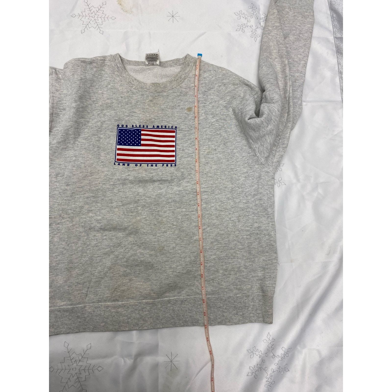 Fruit Of The Loom Vintage Preshrunk Heavy "Cotton God Bless America"Sweaer L Size US L / EU 52-54 / 3 - 8 Thumbnail