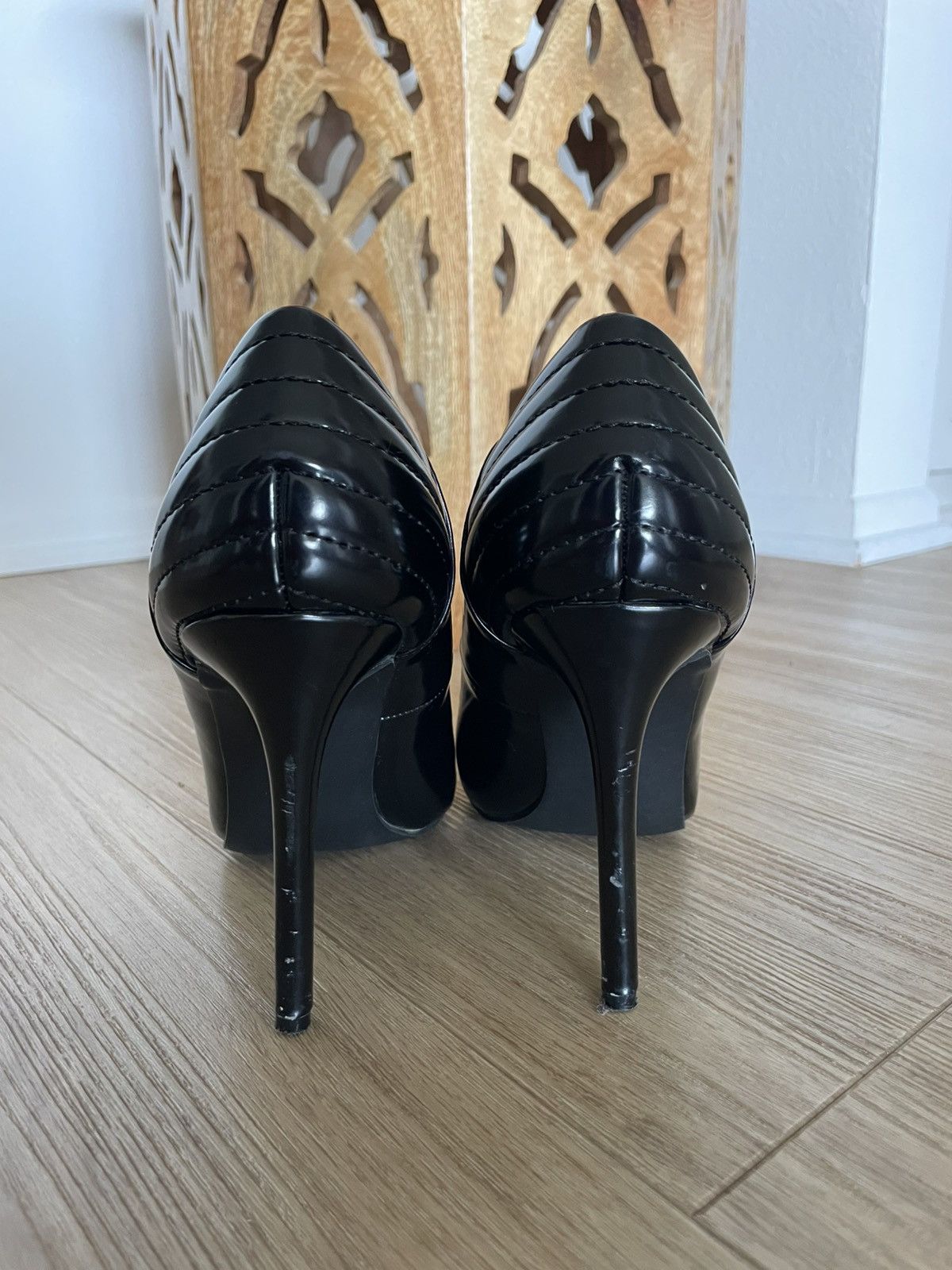 Steve Madden Black Patent Leather Heels Size US 7 / IT 37 - 6 Thumbnail
