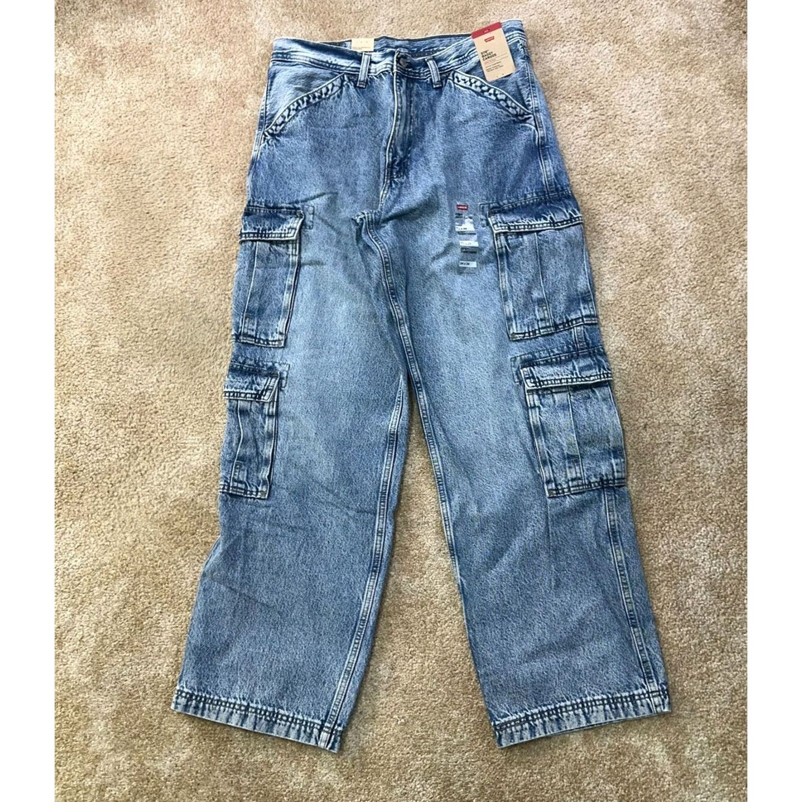 Levi's VINTAGE Levi's 578 Baggy Fit Cargo Jeans Men's 36x32 Blue Wash Denim Cotton Baggy Cargo Size US 36 / EU 52 - 2 Thumbnail