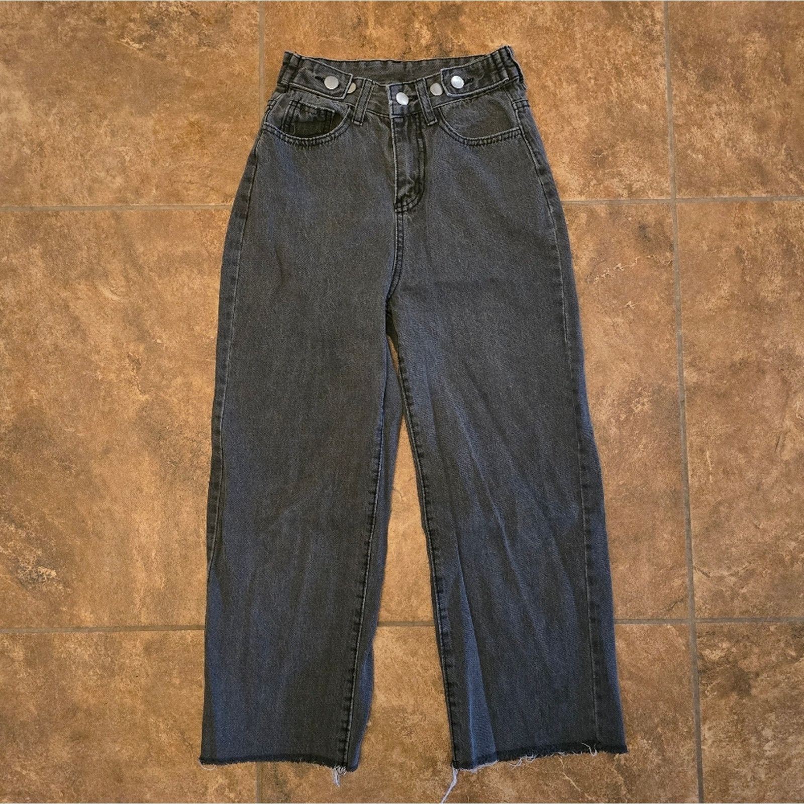 Other Black Faded Denim High Waisted Straight Jean Size 24" / US 00 / IT 34 - 1 Thumbnail