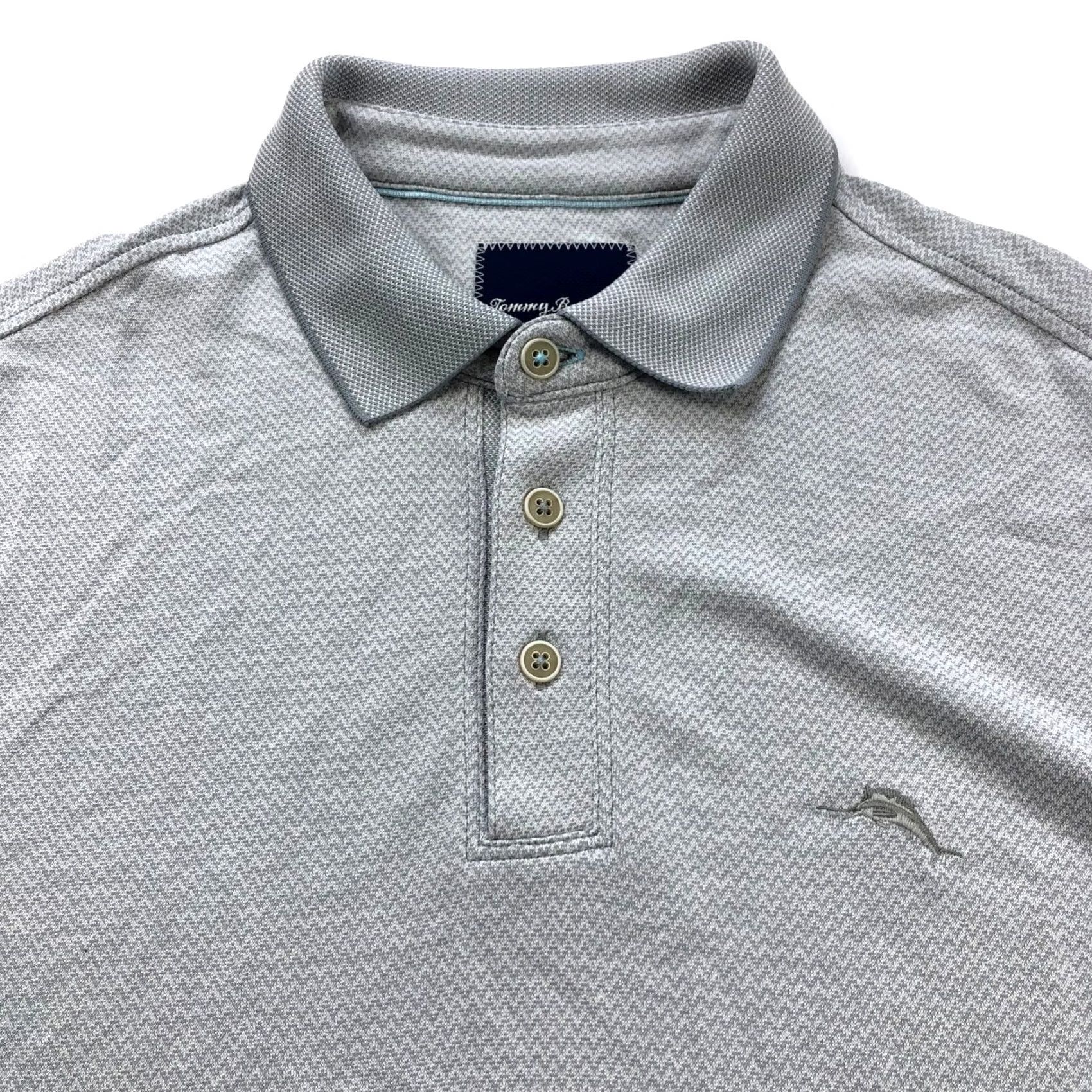 Tommy Bahama Tommy Bahama Polo Shirt M/L Modal Mens Short Sleeve Striped Gray Button Polo Shirt, Regular Fit, Image Size US M / EU 48-50 / 2 - 2 Thumbnail