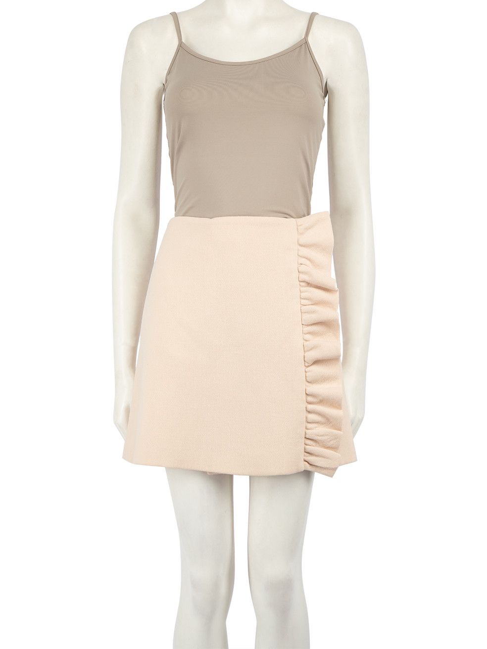 image of Miu Miu Pink Wool Ruffle Trimmed Mini Skirt, Women's (Size 28)