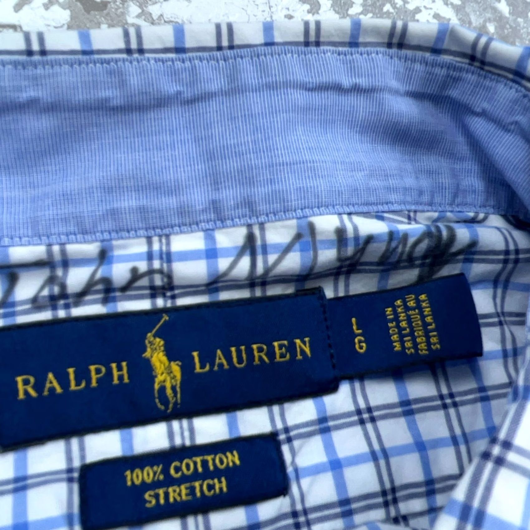 Ralph Lauren Ralph Lauren Men Large Blue Button Up Dress Shirt Poplin Tattersall Stretch Size 42R - 4 Thumbnail