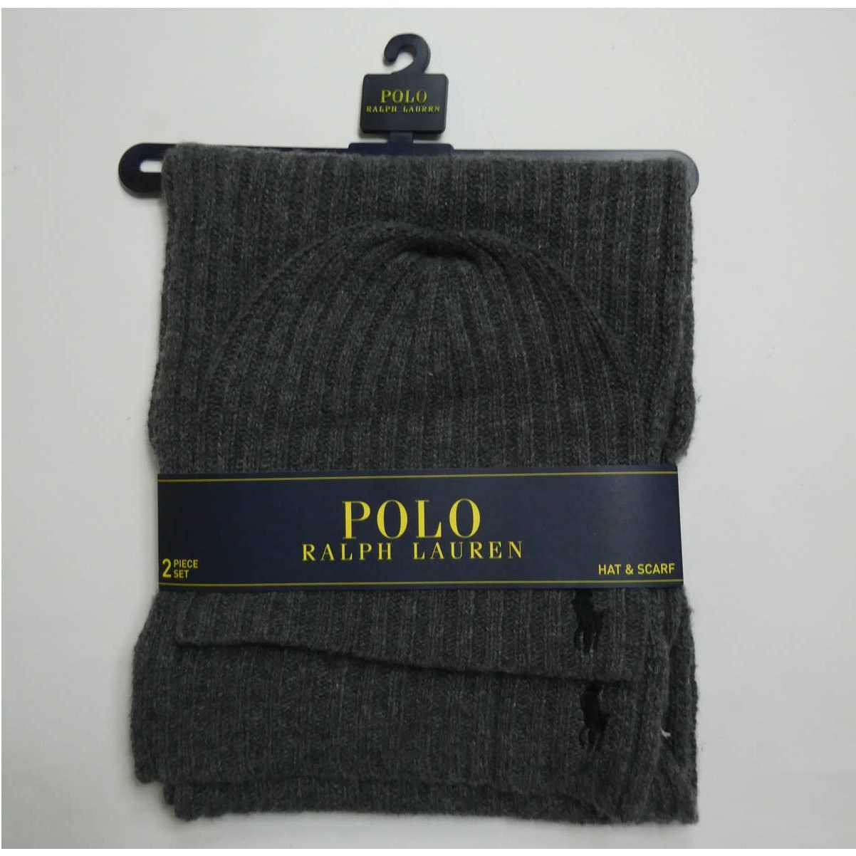 Polo Ralph Lauren men s POLO RALPH LAUREN knit hat and scarf set gray