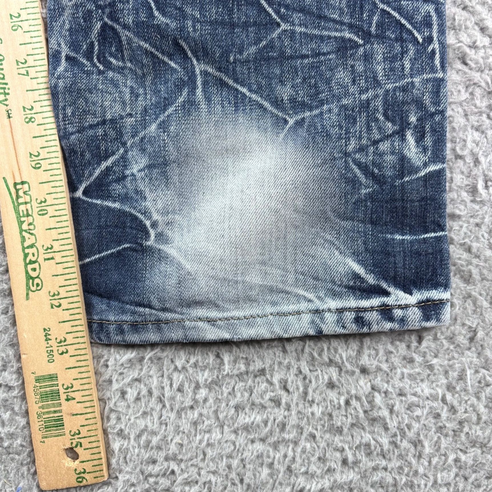 Vintage M-X Original American Denim Jeans Mens 36x34 Distressed Embossed Crystals 5-Pocket Straight Jeans Size US 36 / EU 52 - 6 Thumbnail