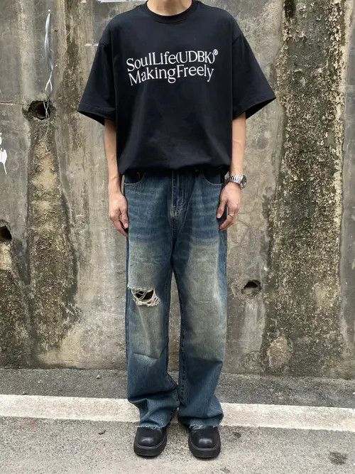VIBE washed faded baggy damaged jeans Size US 30 / EU 46 - 2 Thumbnail