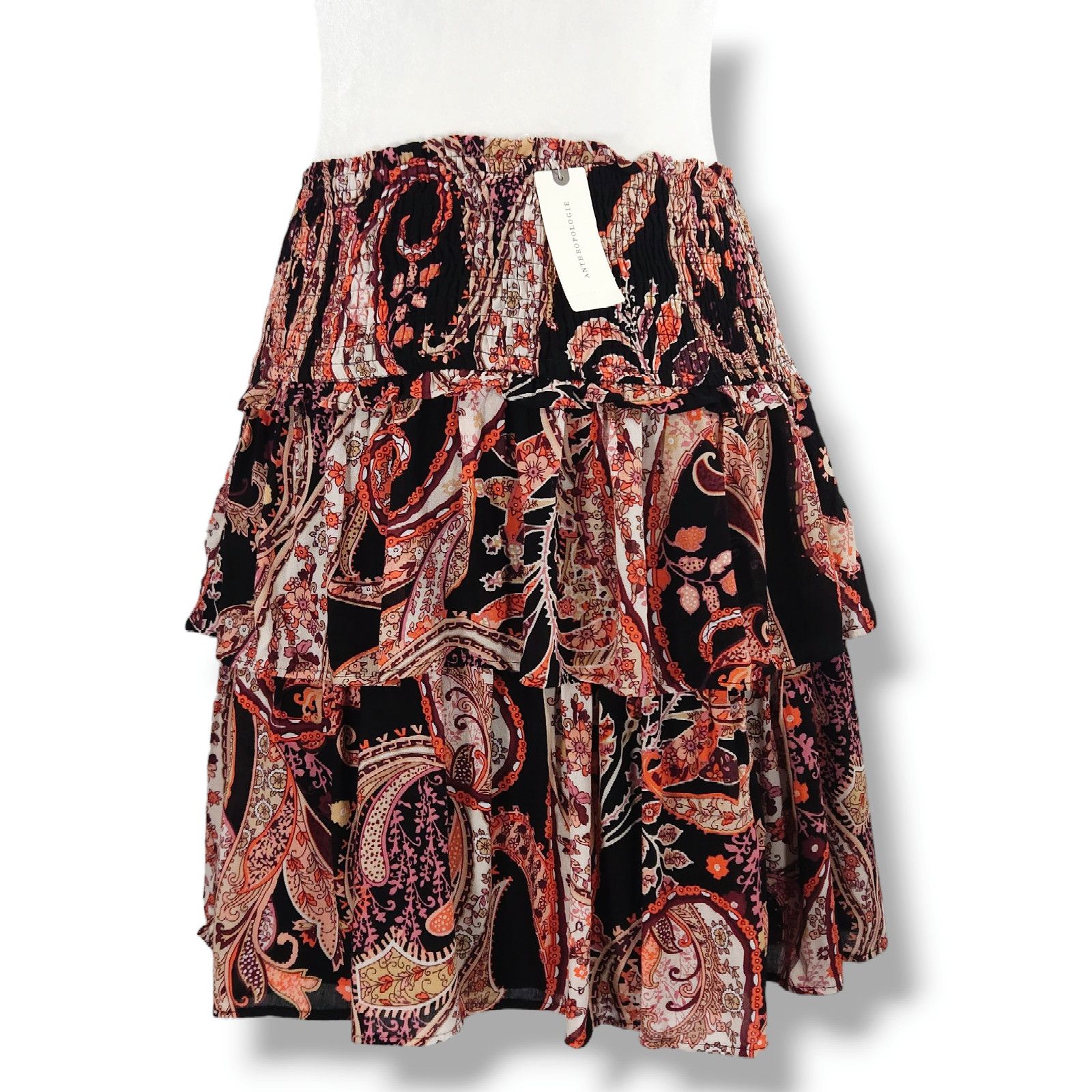 Anthropologie NWT Anthropologie Myla Tiered Mini Skirt Sz. XS [0-2] Wine Size 25" / US 0 / IT 36 - 4 Thumbnail