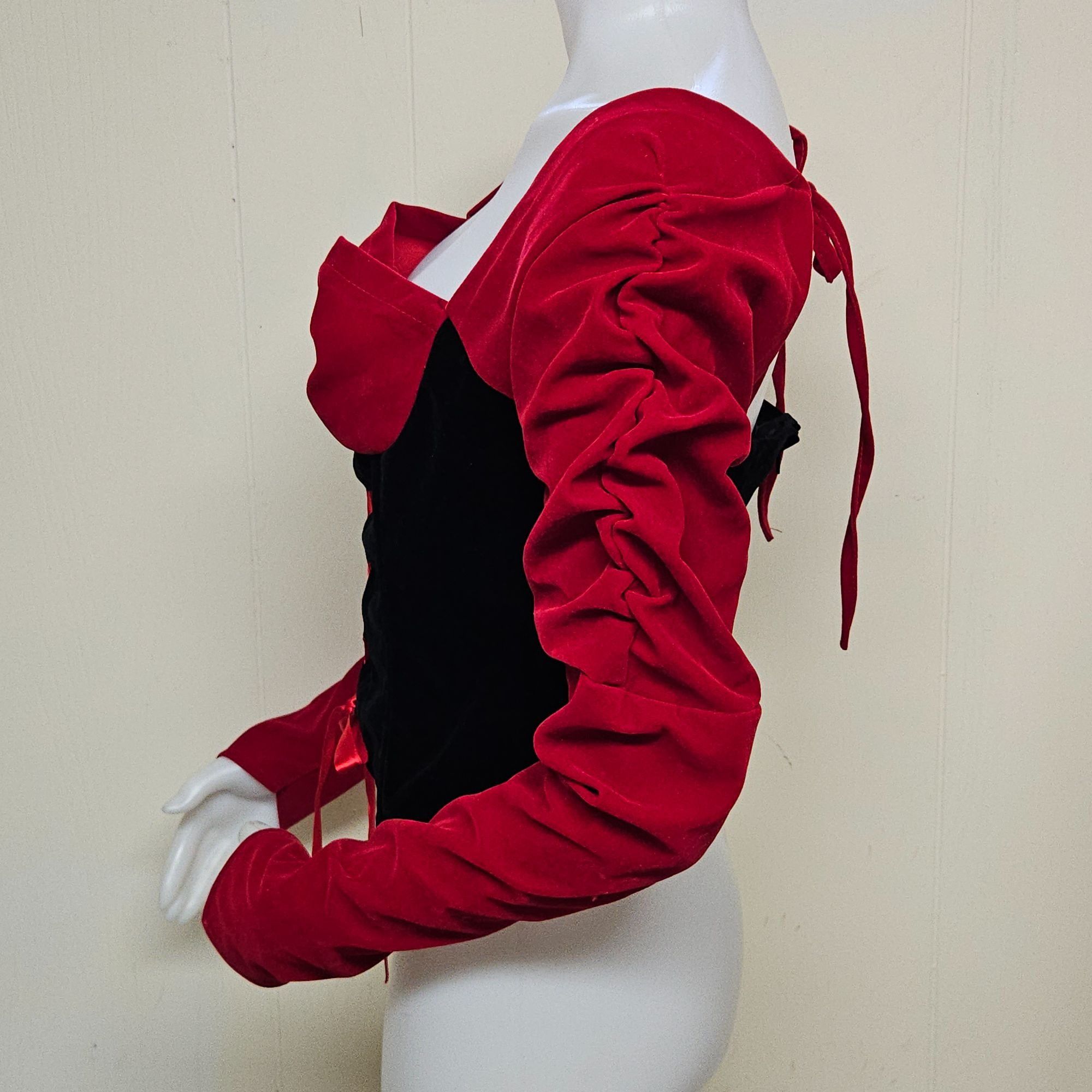 Vintage JaC Costume Velvet Corset Top Little Red Riding Hood Cosplay Size L / US 10 / IT 46 - 3 Thumbnail