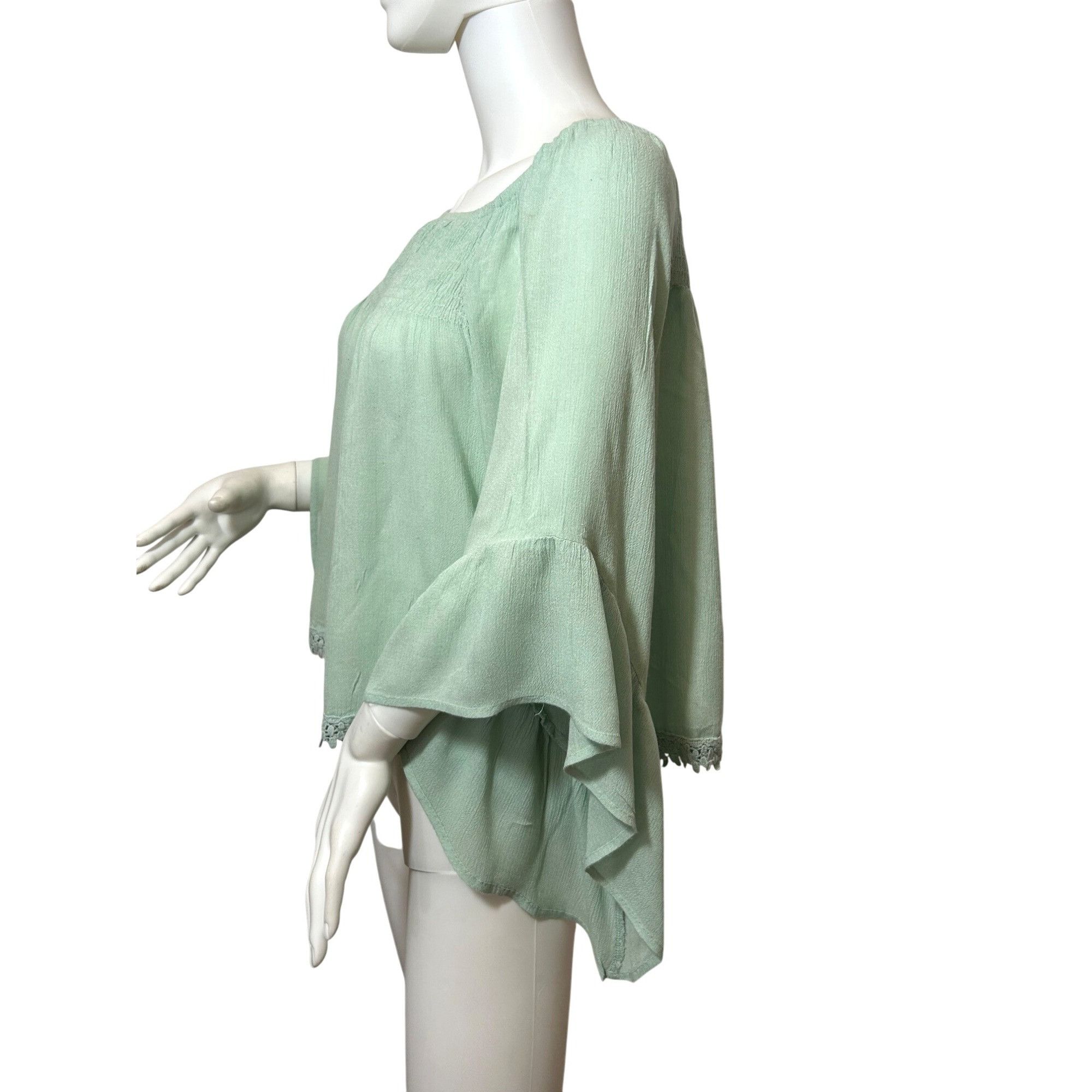 Other Raga Women’s Top Green S Bohemian Cascading Sleeve Smocked B Size S / US 4 / IT 40 - 3 Thumbnail