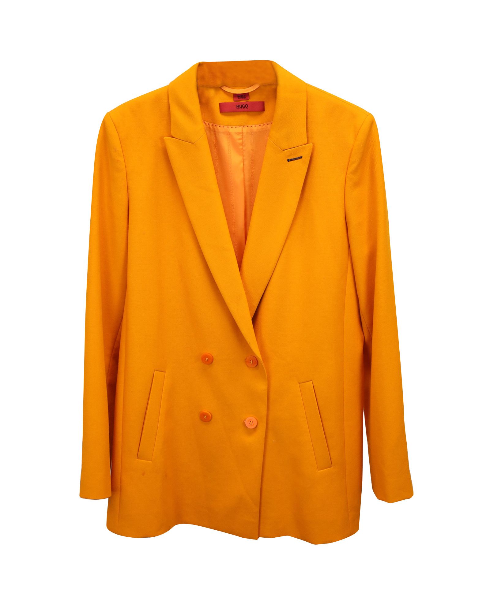 Hugo Boss Hugo Boss Double-Breasted Blazer in Orange Polyester Size S / US 4 / IT 40 - 1 Thumbnail