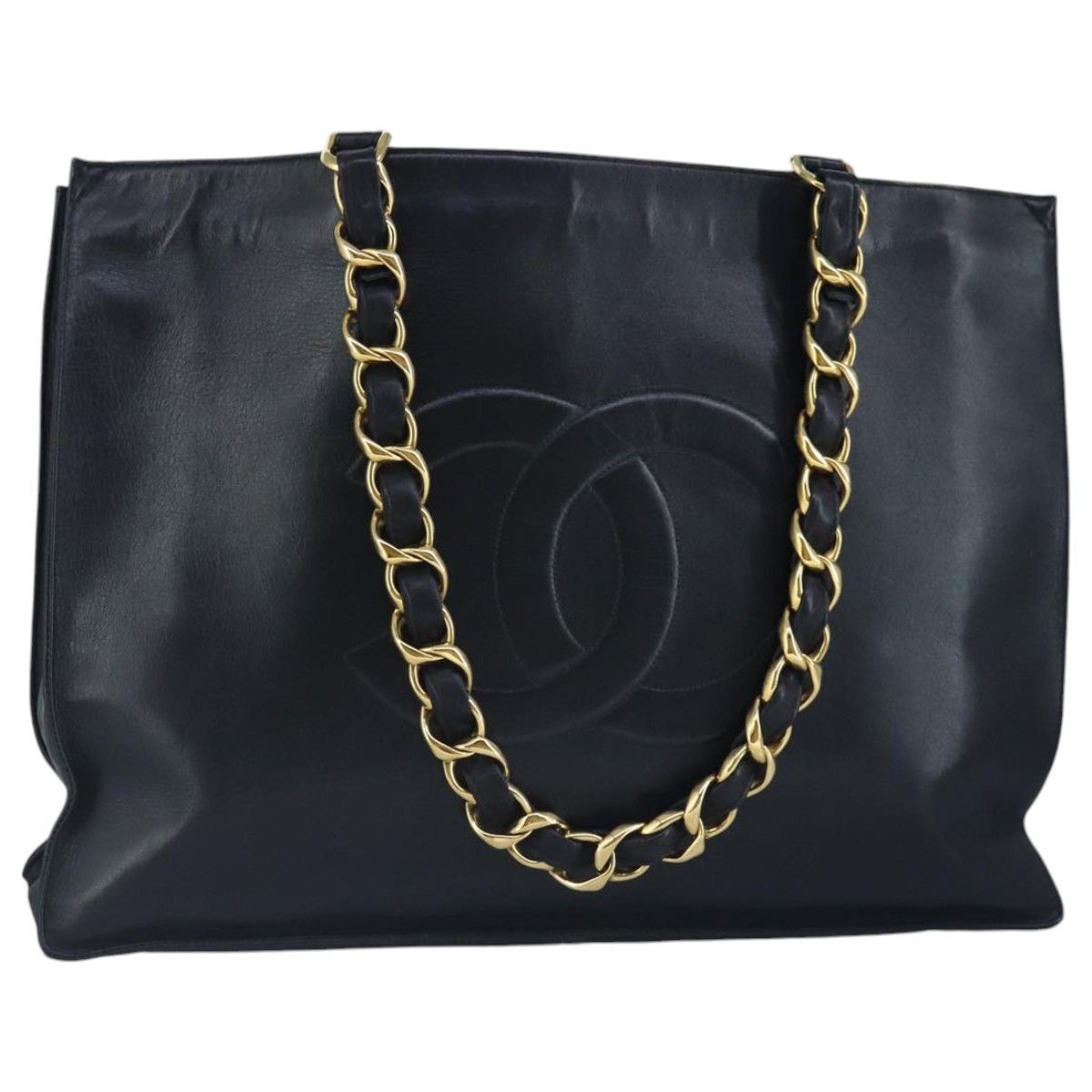 Chanel Coco Mark Black Leather Tote Bag (Pre-Owned) Size ONE SIZE - 1 Thumbnail