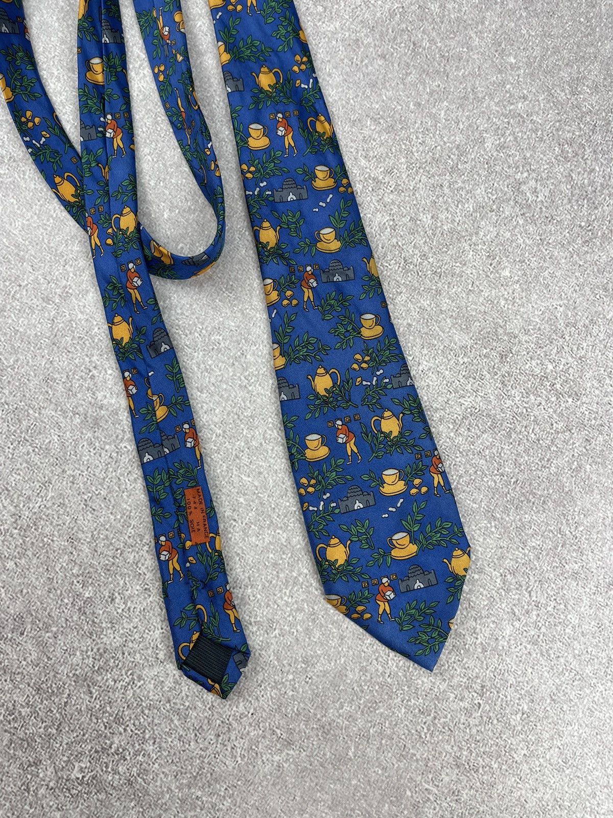 Hermes × Vintage Vintage Hermes Paris Silk Tie Blue Size ONE SIZE - 4 Thumbnail