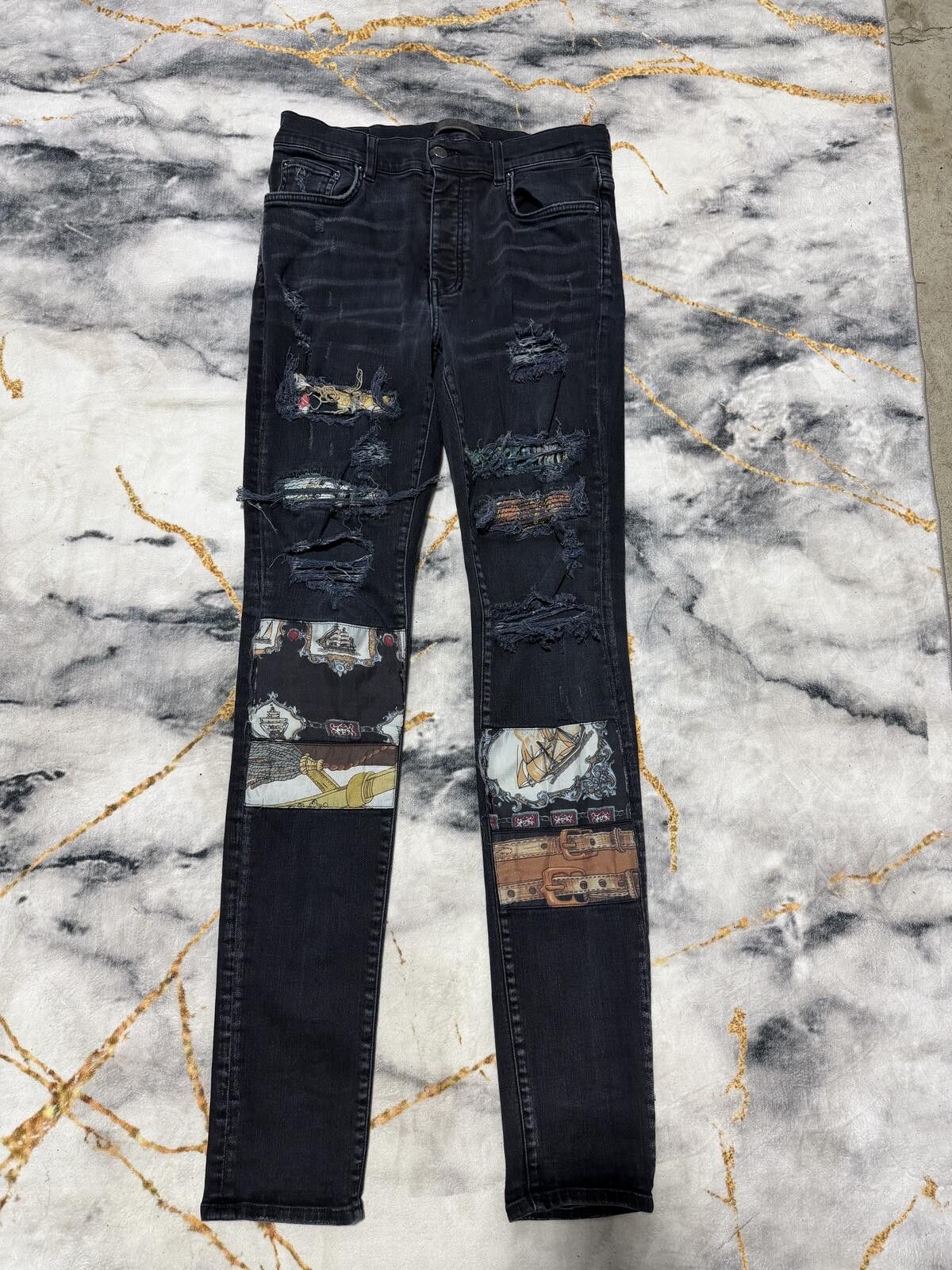 Amiri Amiri Pirate Artpatch Black Denim - Sz33 Size US 33 - 1 Thumbnail