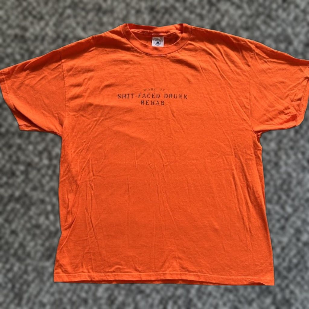 Delta VINTAGE Delta Sh*t Faced Drunk Rehab T Shirt XL State Psychiatric Center 90s 2C Funny Graphic Print Crew Neck Short Sleeve Men Logo Orange Cotton Size US XL / EU 56 / 4 - 1 Thumbnail