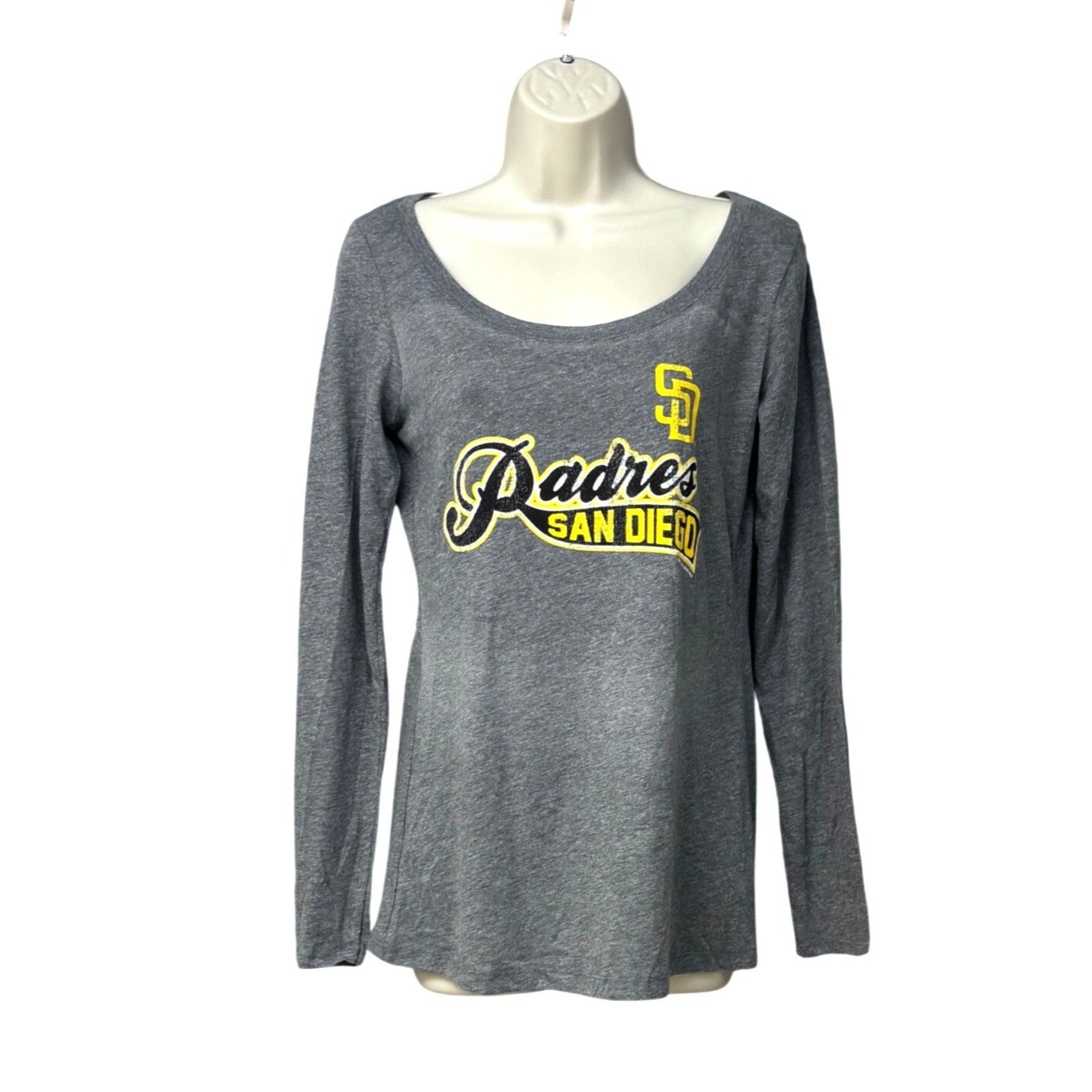 Next Level Apparel San Diego Padres Womens Long Sleeve Gray T-Shirt By Next Lev Size L / US 10 / IT 46 - 1 Thumbnail