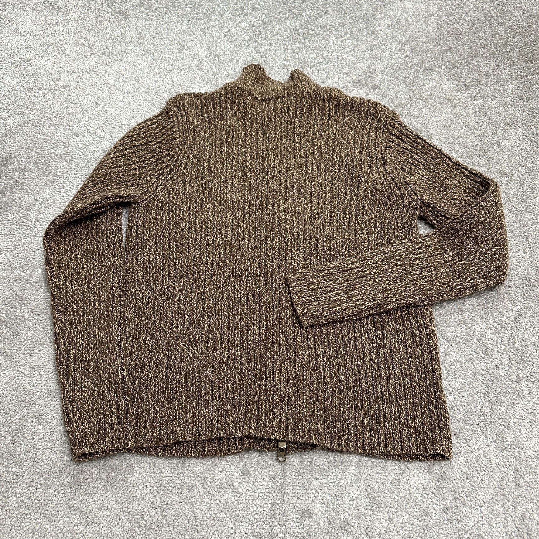 Charter Club VINTAGE Charter Club Cardigan Sweater - Full Zip - Womens Large Brown Knit All Seasons Cardigan - Regular Fit, Mock Neck, Long Sleeve Size L / US 10 / IT 46 - 2 Thumbnail