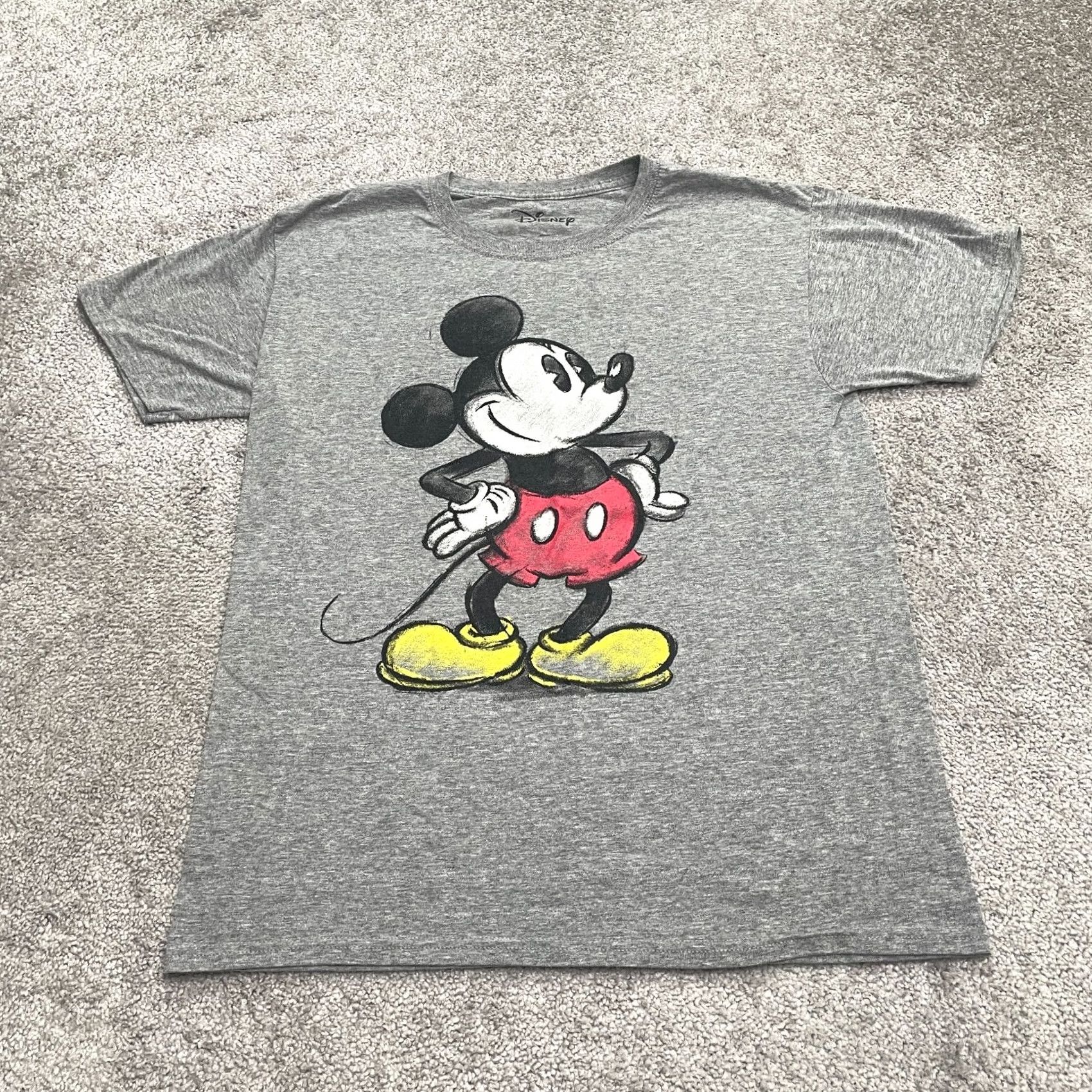 Disney Disney Mickey Mouse Womens Graphic Tee Medium Gray Short Sleeve Crewneck Cotton Size 32" / US 10 / IT 46 - 2 Thumbnail