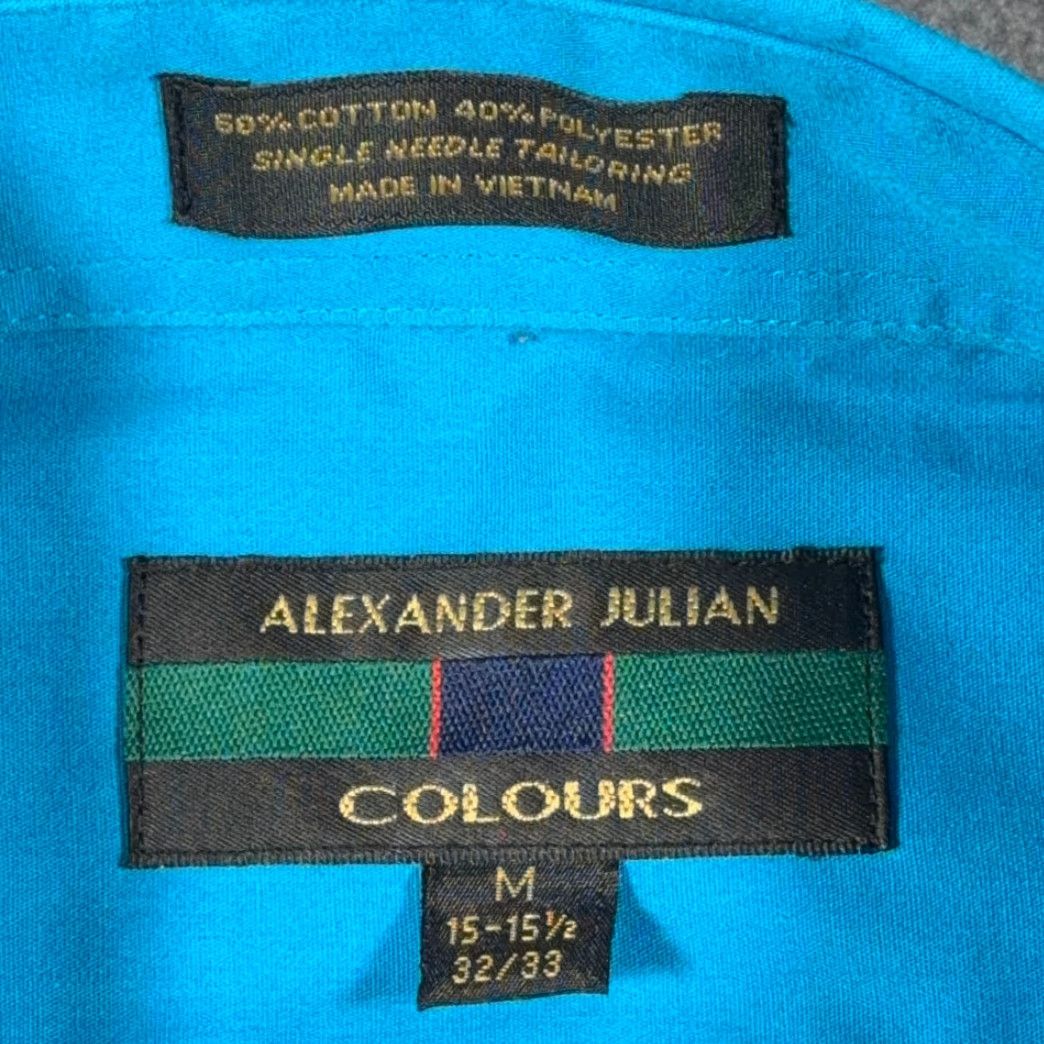 Alexander Julian VINTAGE Alexander Julian Colours Shirt Adult MEDIUM Blue Dress 90s Preppy Button-Up Long Sleeve Mens Size 40R - 5 Thumbnail