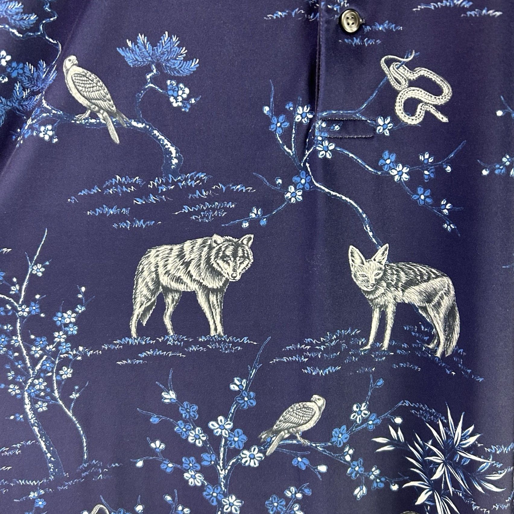 Vintage Greyson Golf Shirt Men's Large Blue Wolf Print Polo Size US L / EU 52-54 / 3 - 5 Thumbnail