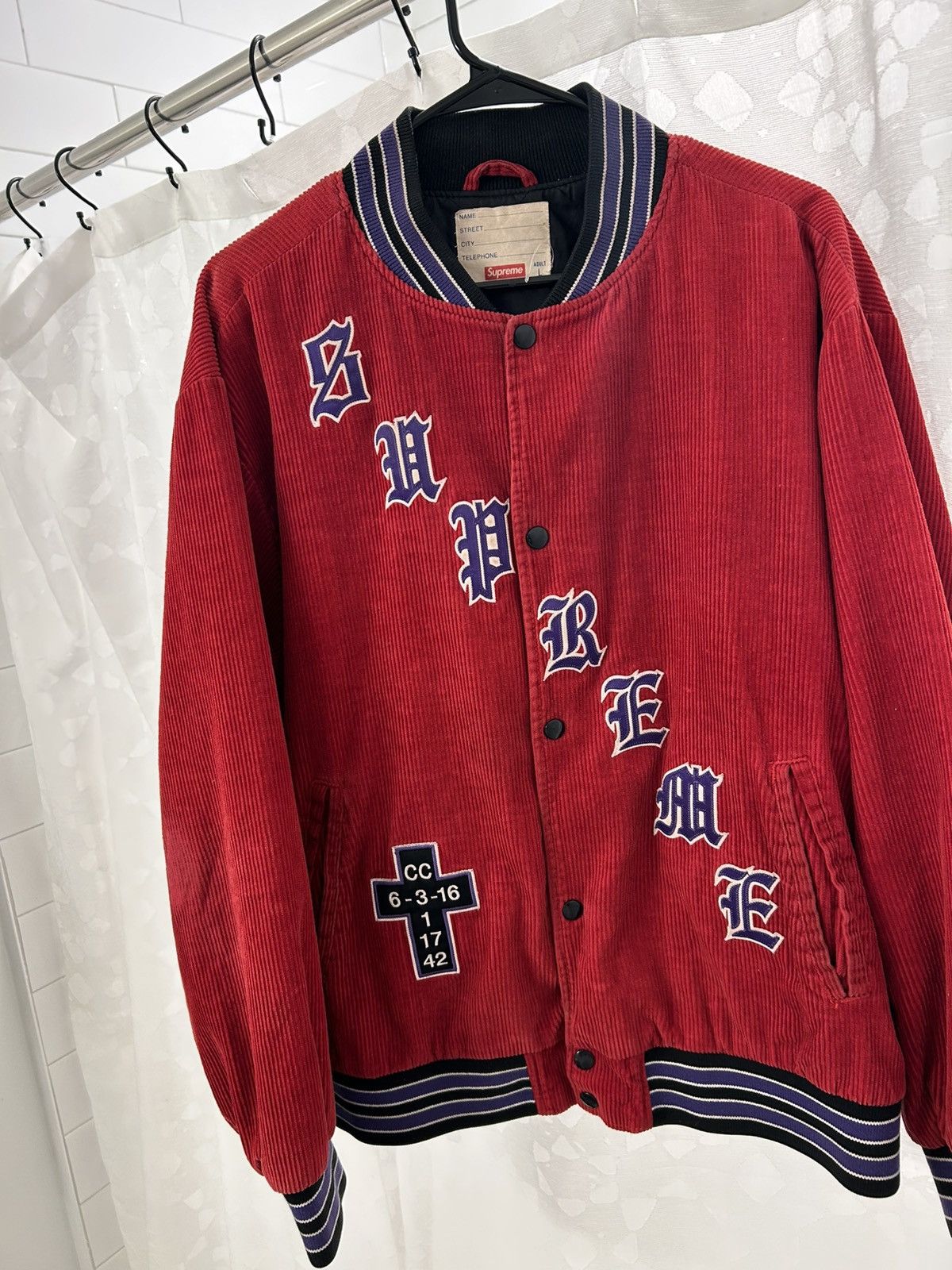 097◆Supreme CORDUROY VARSITY JACKET Bomber Supreme Old English Corduroy Jacket - Jackets Masters