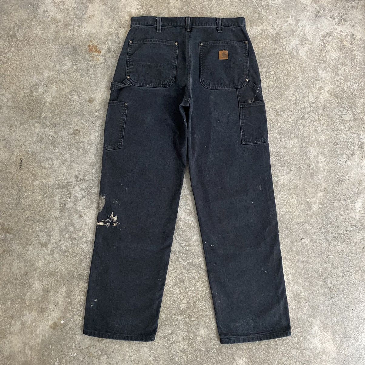 Carhartt VTG Carhartt Double Knee Faded Black Stained Carpenter Pants Size US 31 - 15 Thumbnail