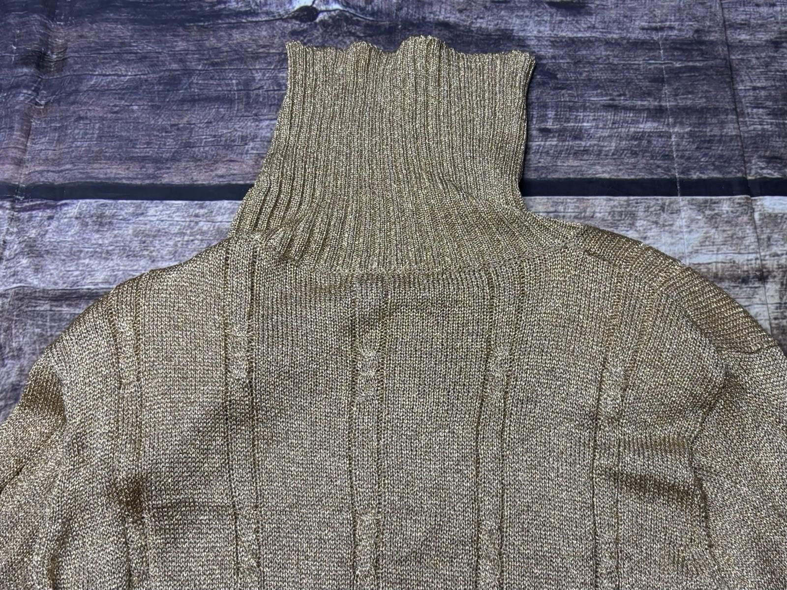 Evan Picone Evan Picone Sweater Womens Large Metallic Gold Cable Knit Size L / US 10 / IT 46 - 8 Thumbnail