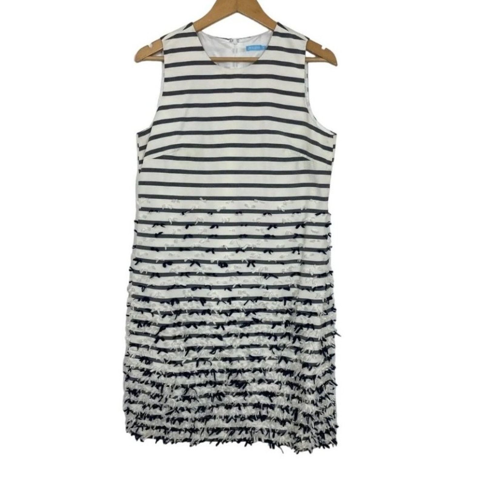 J.McLaughlin J. McLaughlin Jane Dress 10 White Navy Striped Bows Size L / US 10 / IT 46 - 3 Thumbnail