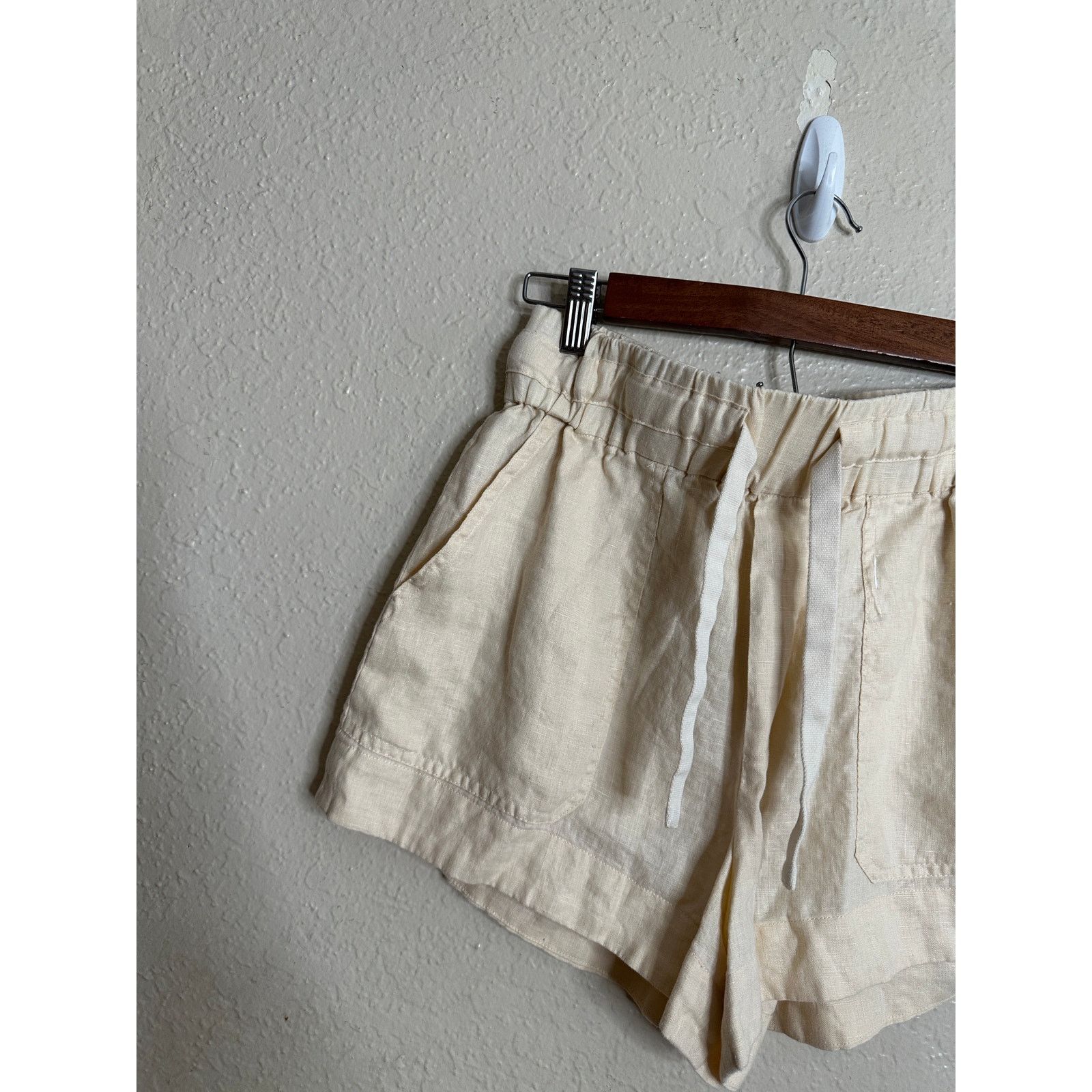 A.L.C. A.L.C Billy Shorts 100% Linen Drawstrings in Cream Womans 0 Size 25" / US 0 / IT 36 - 4 Thumbnail