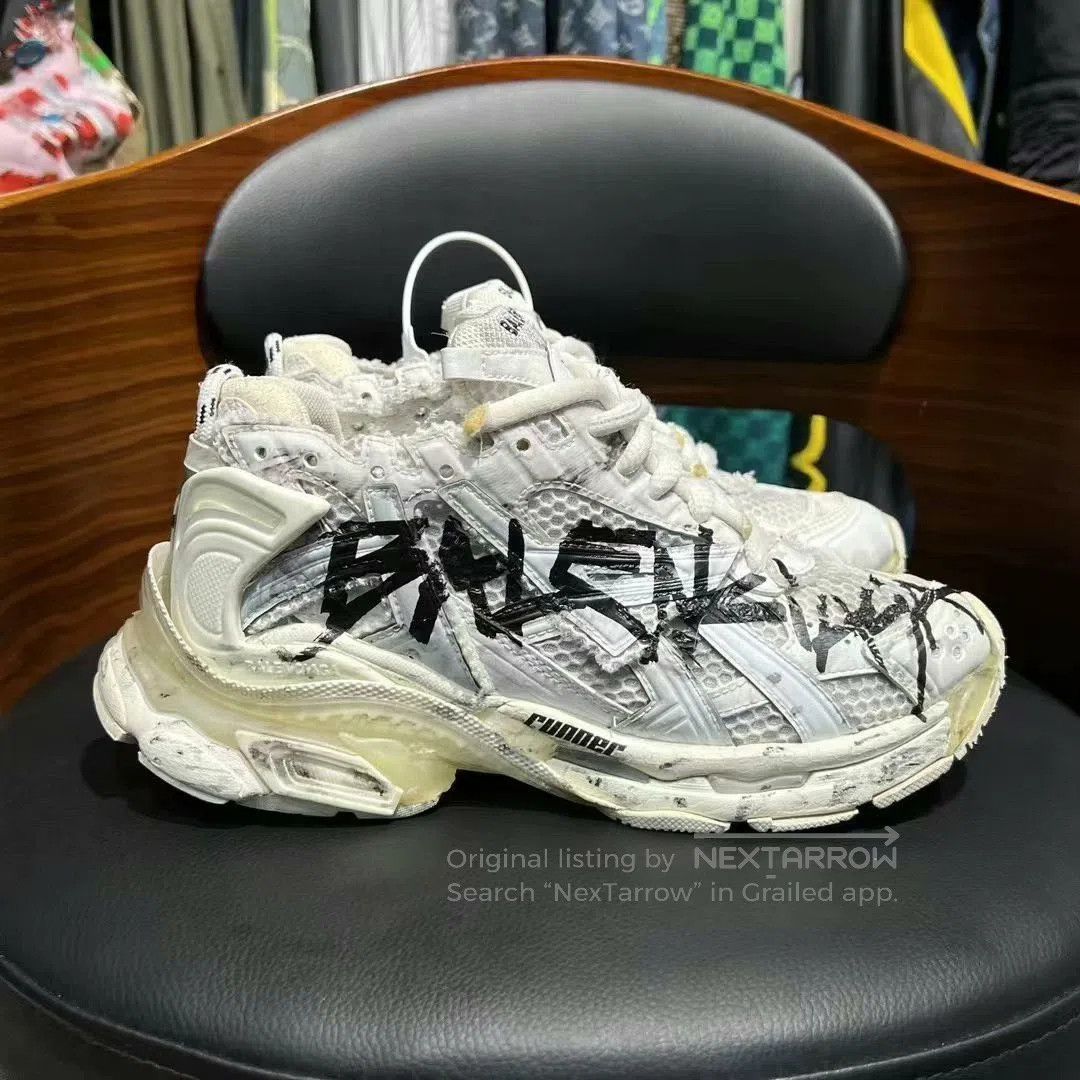 Balenciaga balenciaga runner sneakers with graffiti detailing. Size US 5.5 / EU 38 - 4 Thumbnail