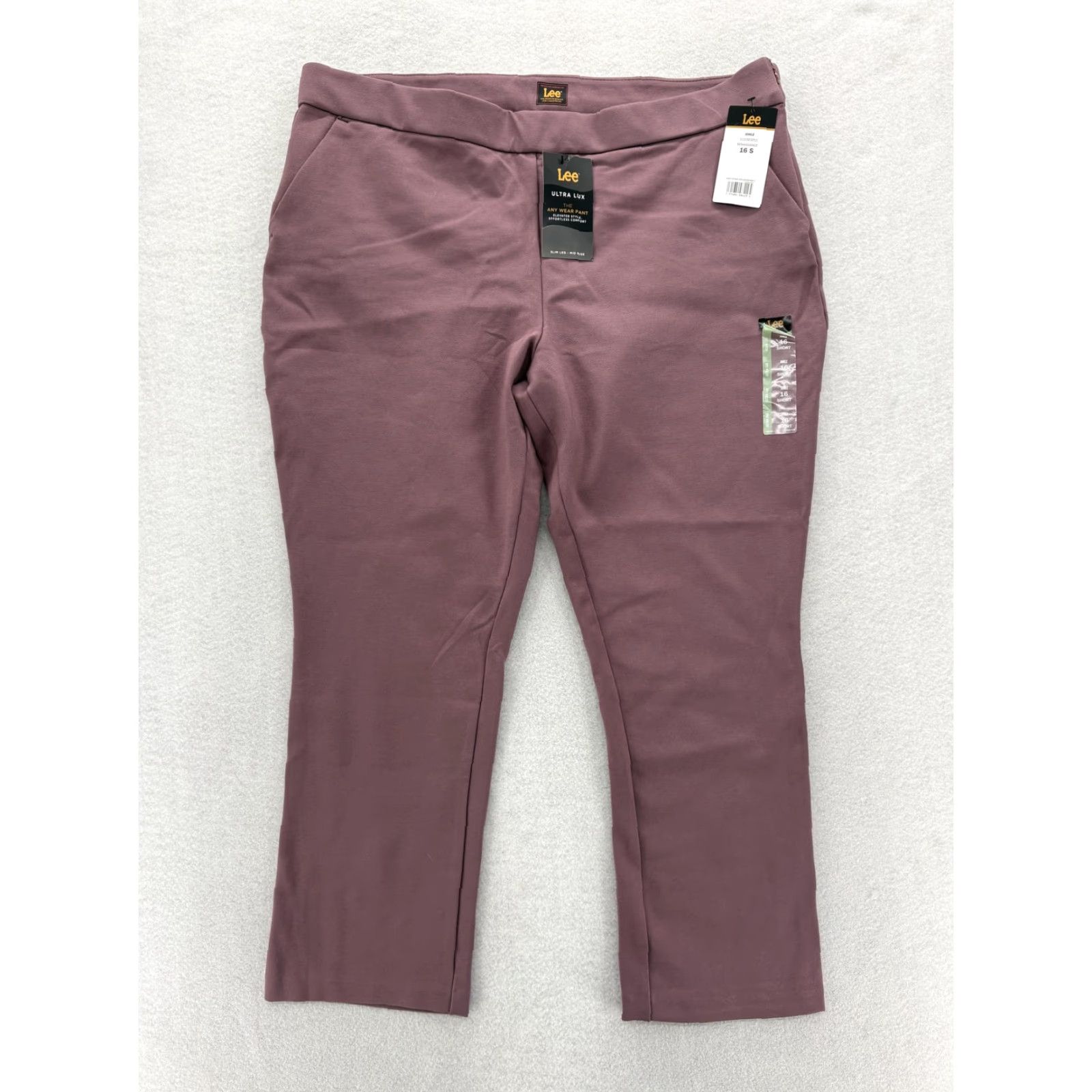 Lee Lee Ultra Lux Any Wear Pants Womens 16 Short Purple Ankle Ponte Stretch NWT Size 38" / US 16 / IT 52 - 2 Thumbnail