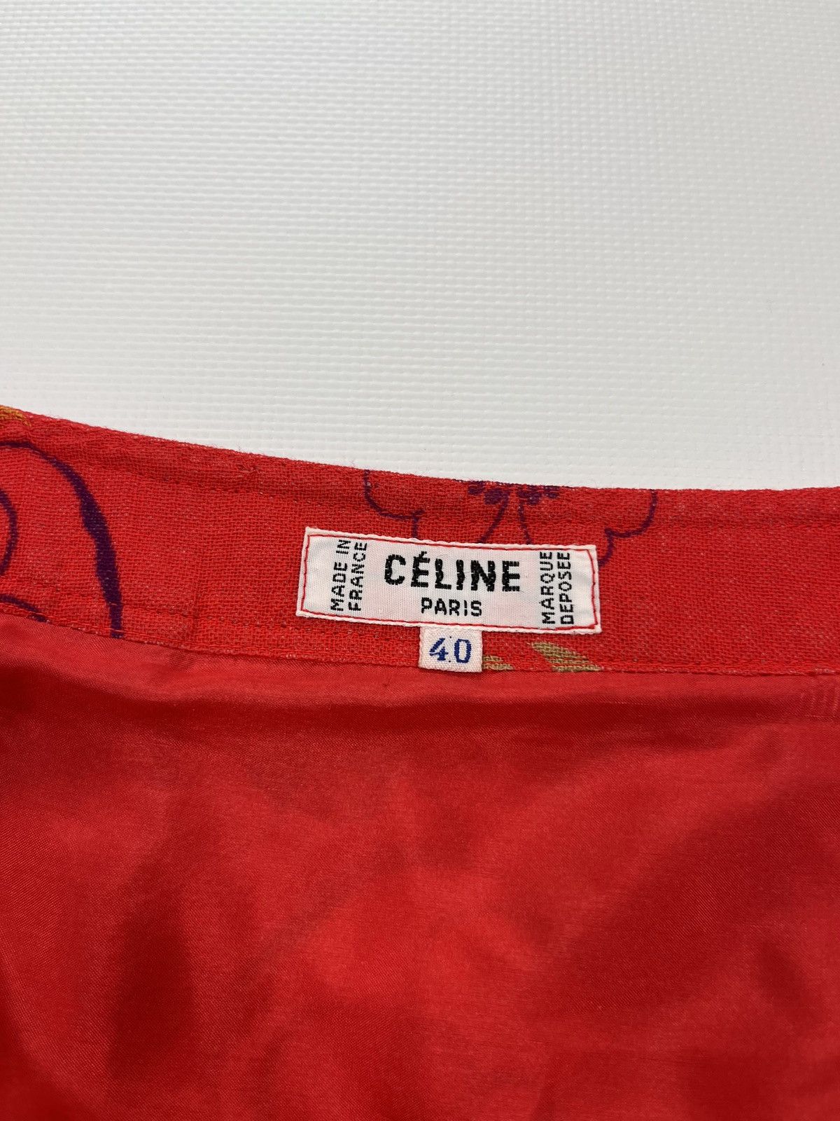 Celine Vintage 80s CELINE Paris Skirt Suit Red Floral Wool Size 40 Size M / US 6-8 / IT 42-44 - 24 Thumbnail