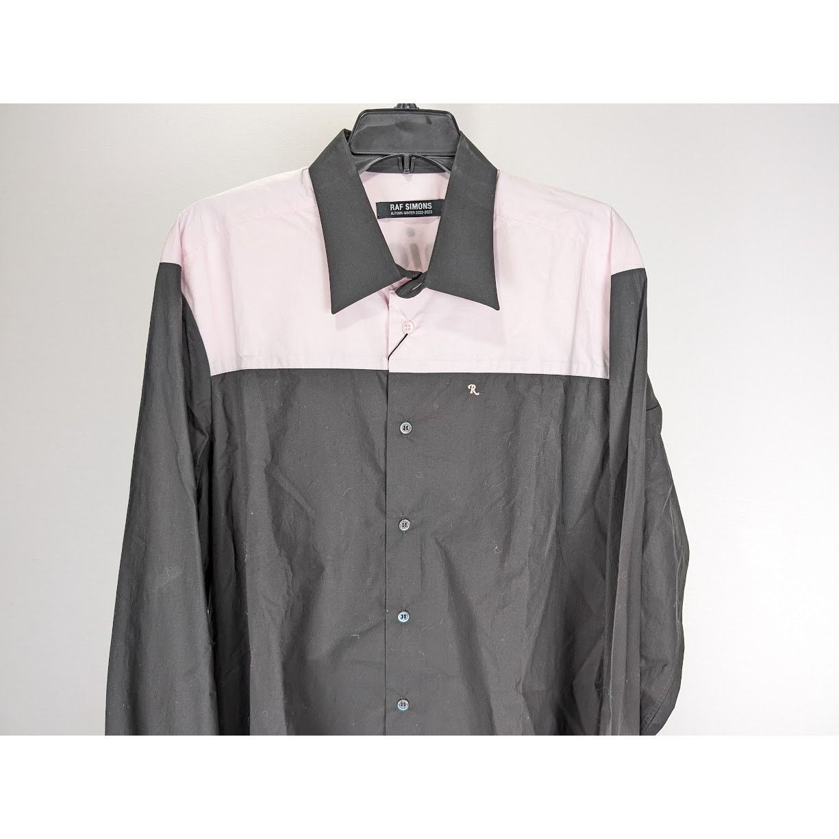 Raf Simons o1rshd1 Bicolor Americano Shirt Print On Shoulder Black/Pink Size US L / EU 52-54 / 3 - 7 Thumbnail