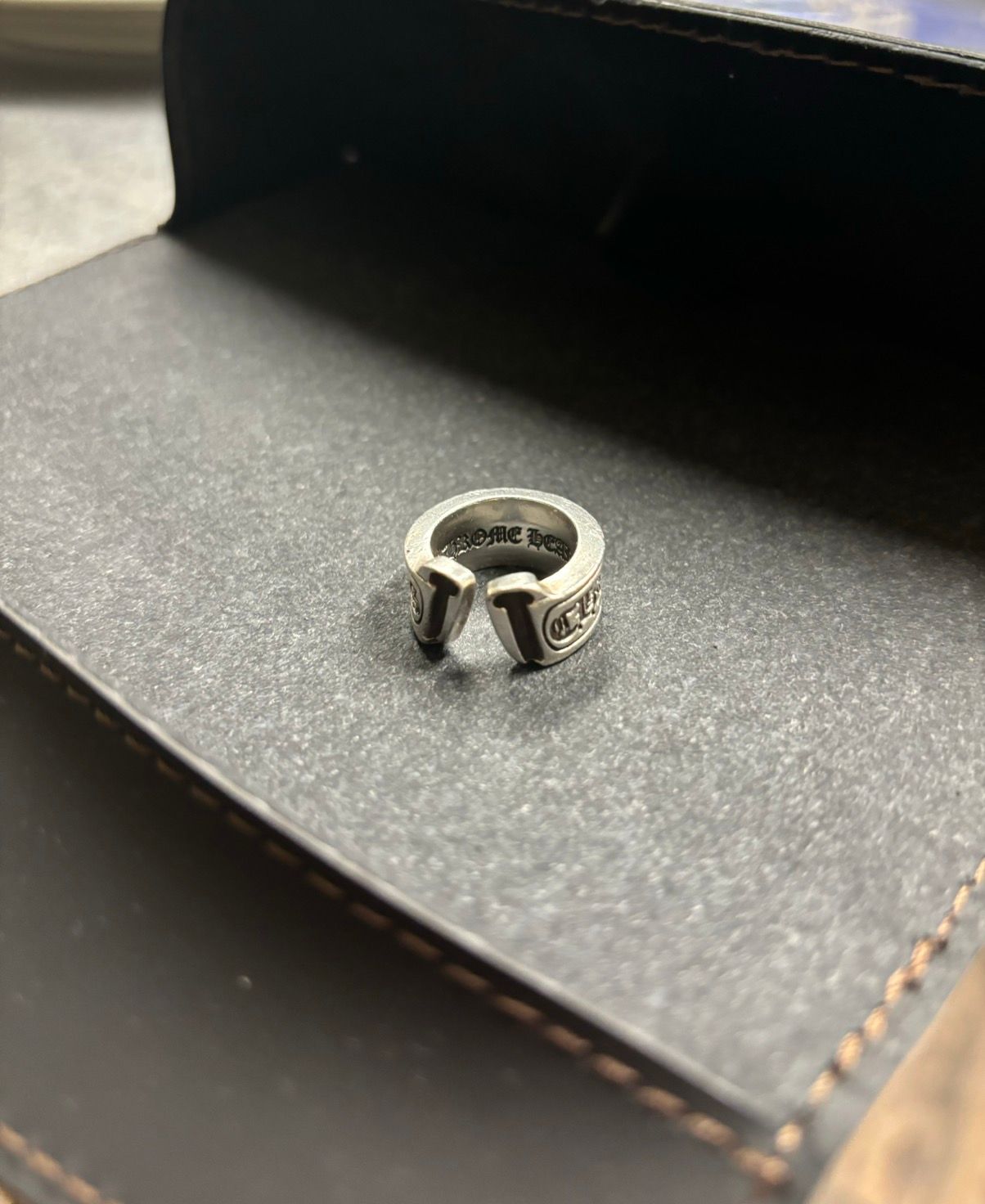 Pre-owned Chrome Hearts Horseshoe Scroll Ring In Silver